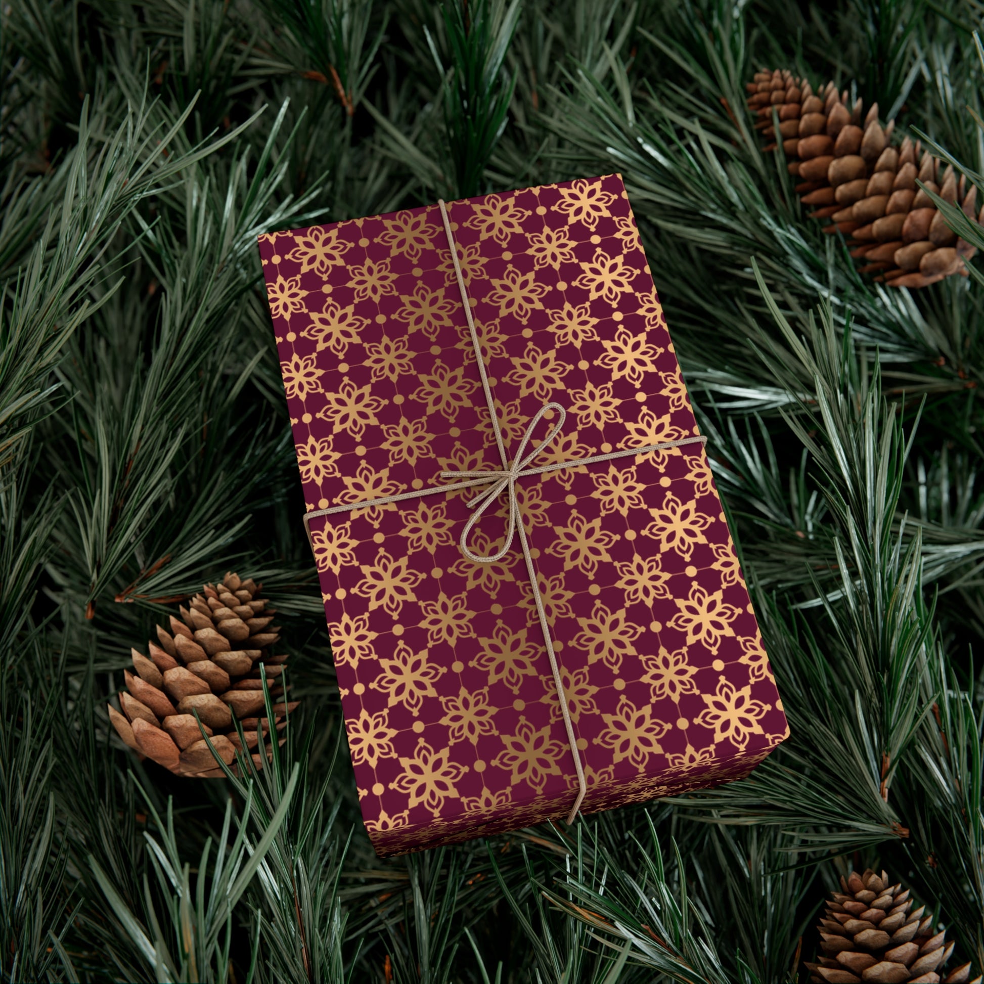 Elegant Luxuries Burgundy Wrapping Paper with Gold Accents Perfect for Christmas Gifts, Weddings, & Special Occasions Premium Quality Gift Wrap for Luxurious Presentation - MRSBYVALLE