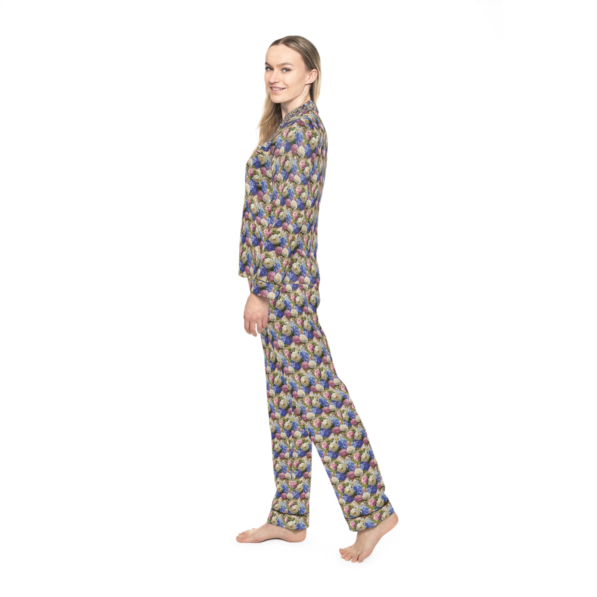 Floral Luxury Women’s Satin Pajamas – Soft Silk-Feel Sleepwear & Chic Loungewear Set Christmas Gift,  Christmas Morning Outfit Perfect Gift