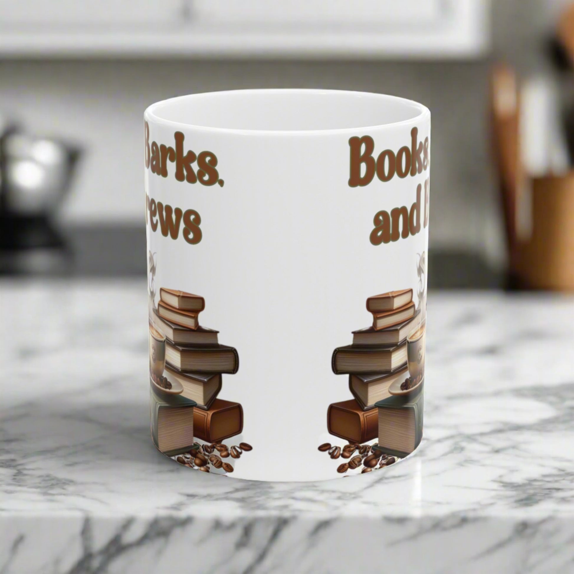 Books, Barks, and Brew Ceramic Coffee Mug Perfect for Dog Lovers and Bookworms | Available in 11 and 15 oz Cozy Coffee Moments with Canine Companions - MRSBYVALLE