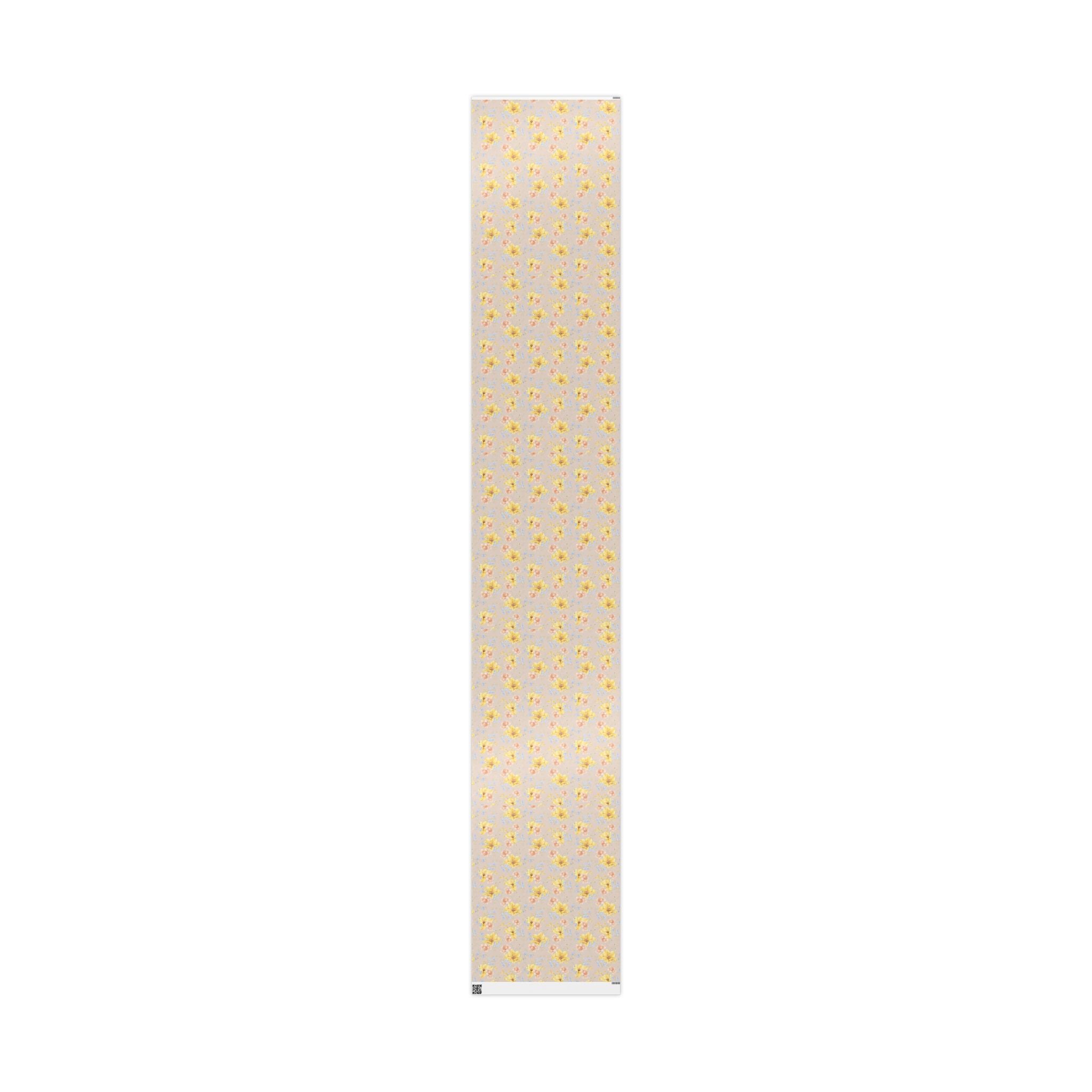 Yellow and Blue Floral Wrapping Paper | Wedding, Birthday & Bridal Shower Gift Wrap