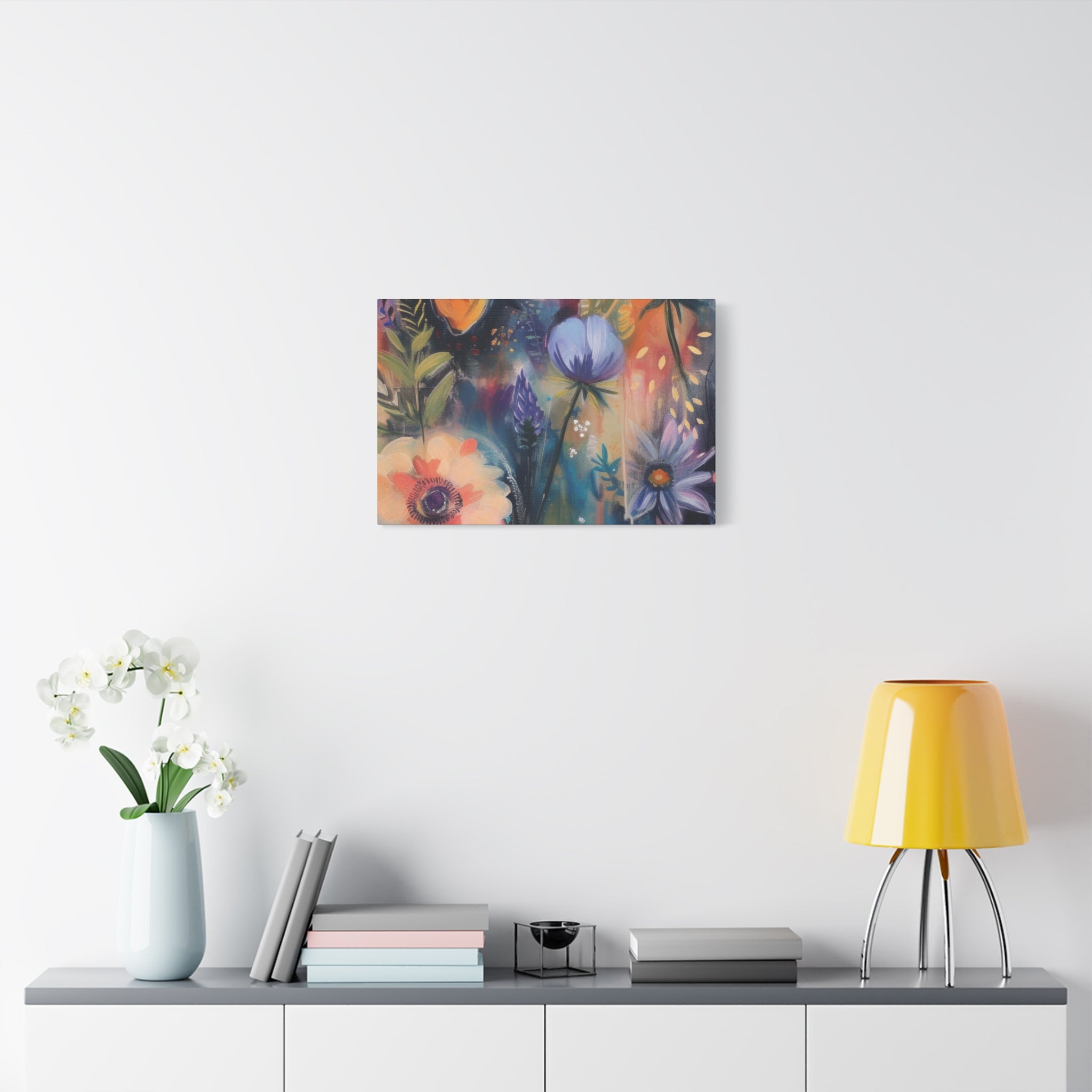 Boho Floral Wall Art Matte Canvas Stretched, Vibrant Botanical Design, Perfect for Living Room, Bedroom, or Office Decor, Adds a Stylish Touch to Any Space1.25" - MRSBYVALLE