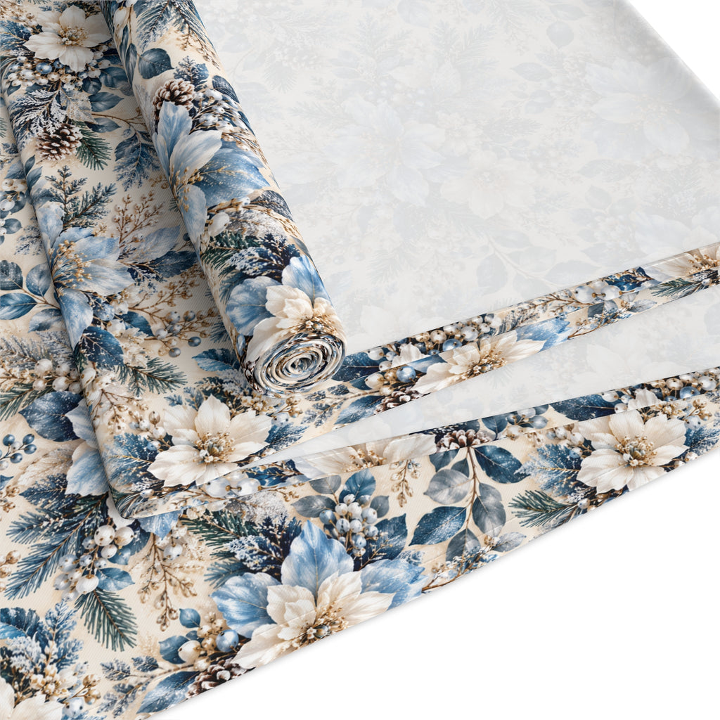 Icy Blue Floral Table Runner