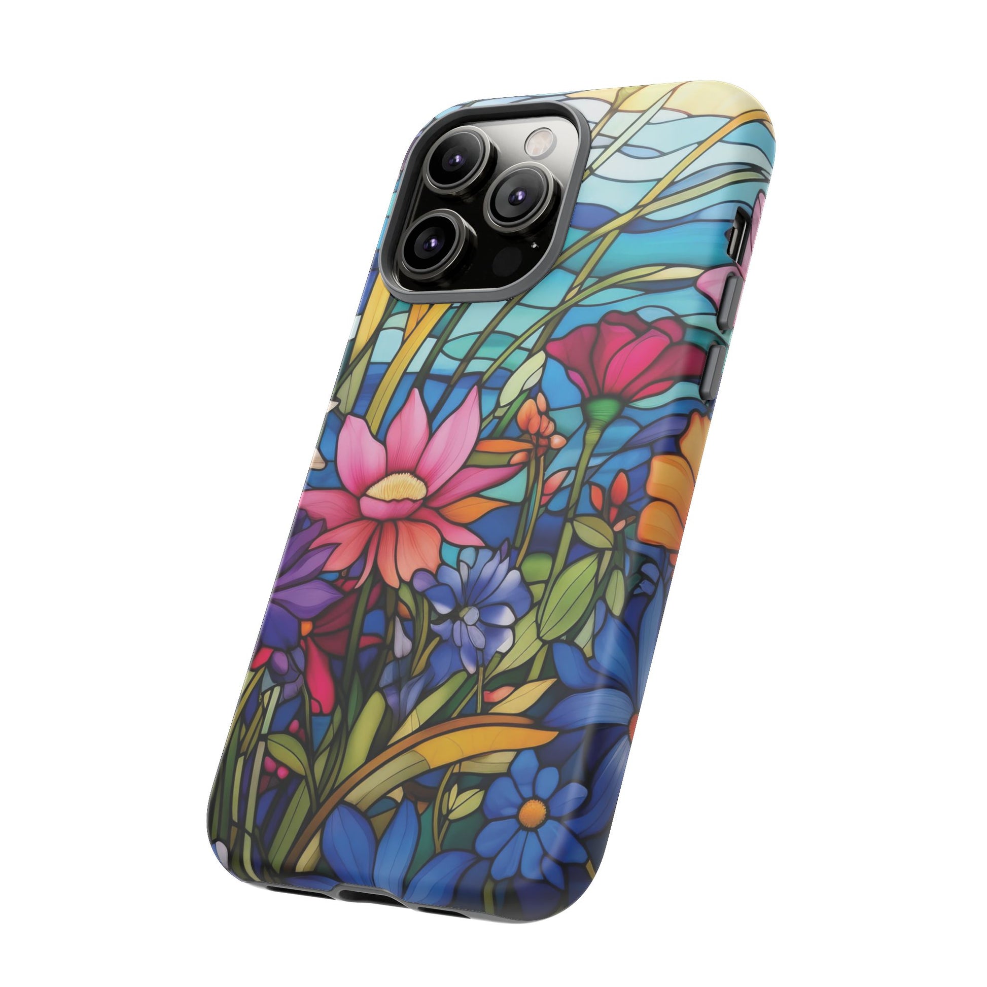 Wildflowers Stain Glass Illusion Phone Case Unique Holiday Protection for Your Device | Stylish & Durable Cover Gift for Her Phone 15, Samsung iPhone Samsung Accessory Gift for Her
