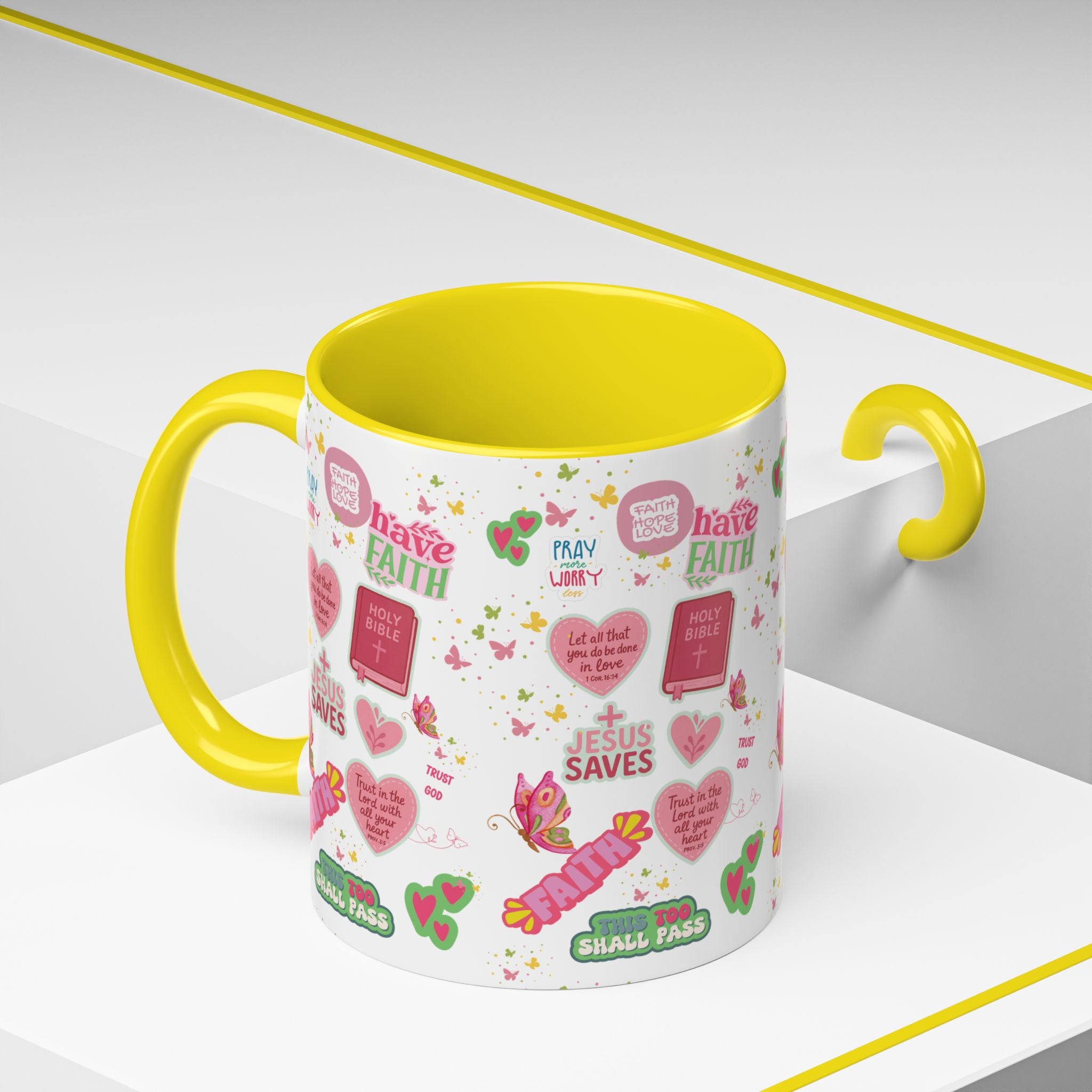 Commencez votre journée avec la foi | Mug chrétien avec verset biblique | Cadeau inspirant pour chrétiens | Mug à café en céramique 325 ml et 443 ml Matins de printemps douillets