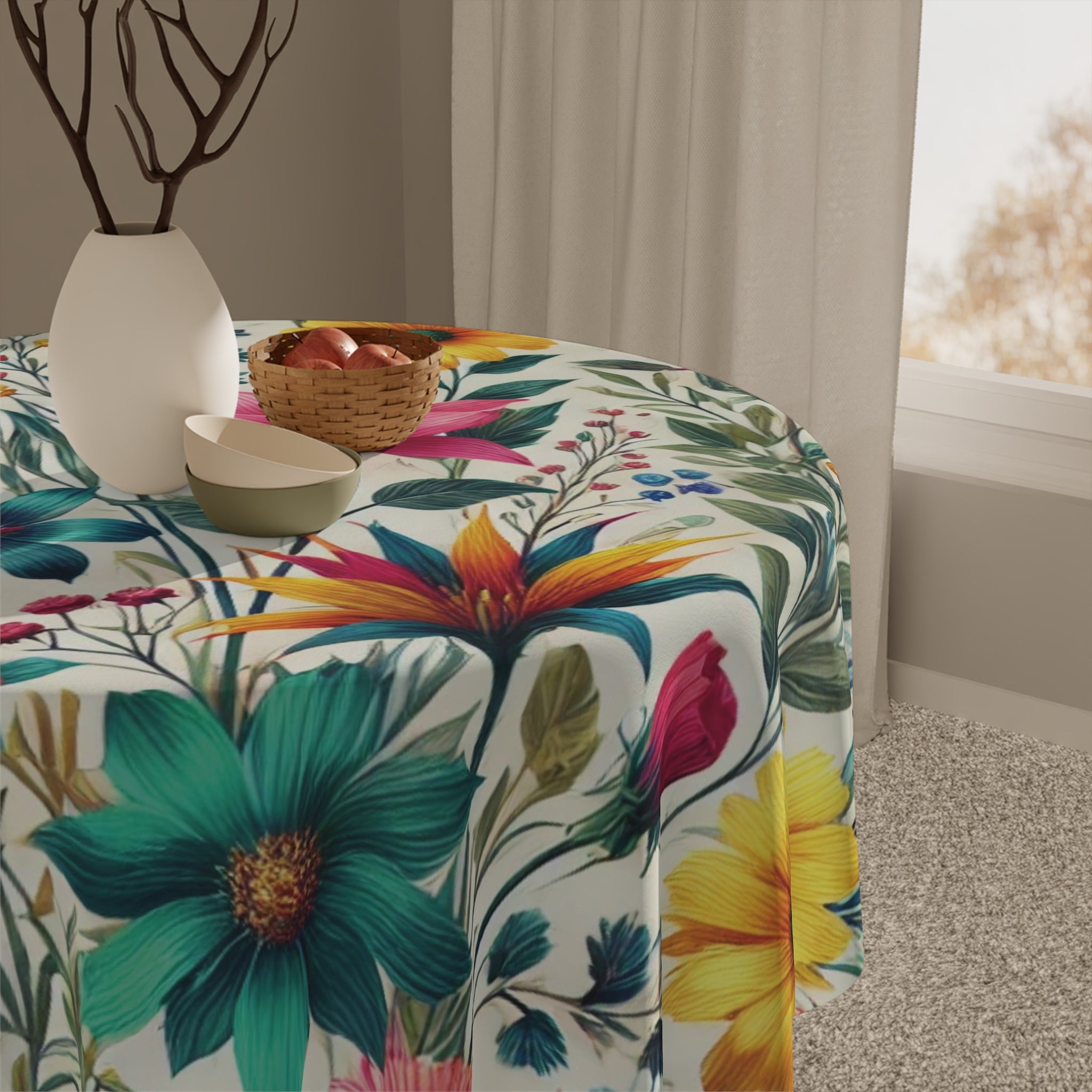 Elegant Wildflowers Boho Chic Tablecloth Durable Table Cover, Perfect Gift for Housewarming, Parties, and Weddings all Events and Occasions - MRSBYVALLE