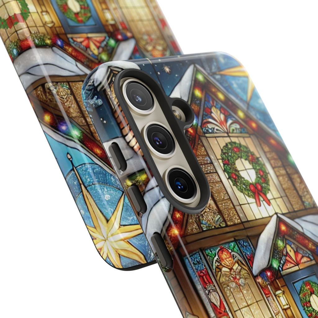 Stain Glass Christmas Phone Case Unique Holiday Protection for Your Device | Stylish & Durable Cover Gift for Her Phone 15, Samsung iPhone Samsung Accessory Gift for Her