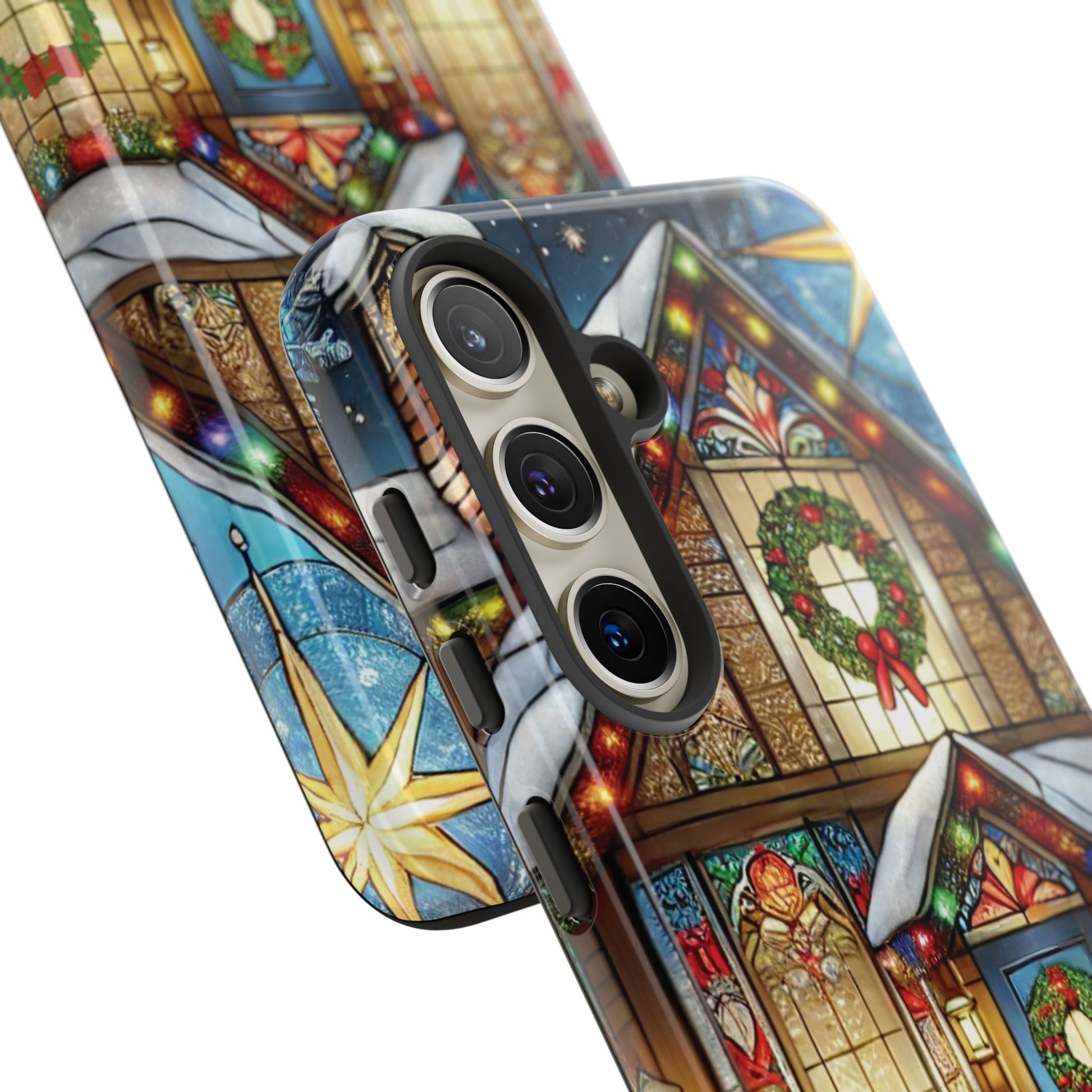 Stain Glass Christmas Phone Case Unique Holiday Protection for Your Device | Stylish & Durable Cover Gift for Her Phone 15, Samsung iPhone Samsung Accessory Gift for Her
