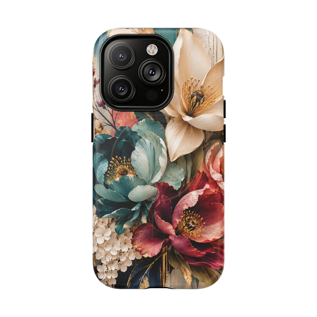 Vintage Floral Bouquet phone case Tough Magnetic Case Velvet Bloom Floral Art iPhone Case  Botanical Protective Case Samsung Modern Garden