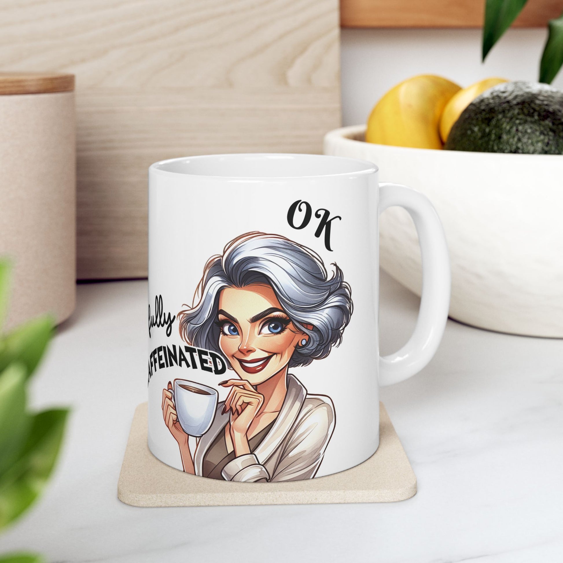 Gray Hair Women Funny Sarcastic Coffee Mug Not Before My Coffee, OK Fully Caffeinated' | Novelty Gift for Coffee Lovers, Office, Home | 11oz & 15oz Cup for Mom