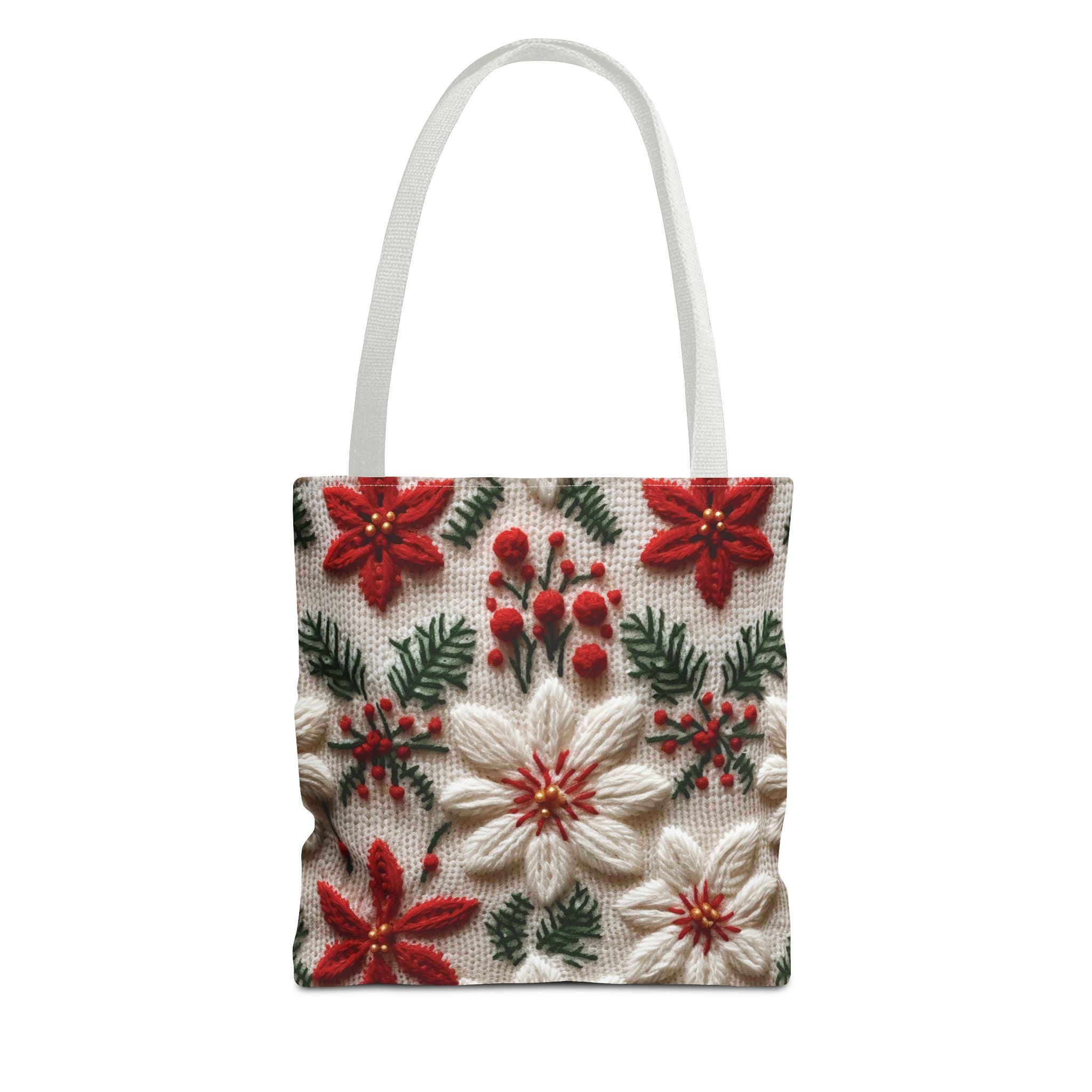 Festive Poinsettia Christmas Tote Stylish Holiday Bag for Shopping, Gifts, and Everyday Use - Durable, Reusable, and Perfect for Spreading Cheer This Holiday Season - MRSBYVALLE
