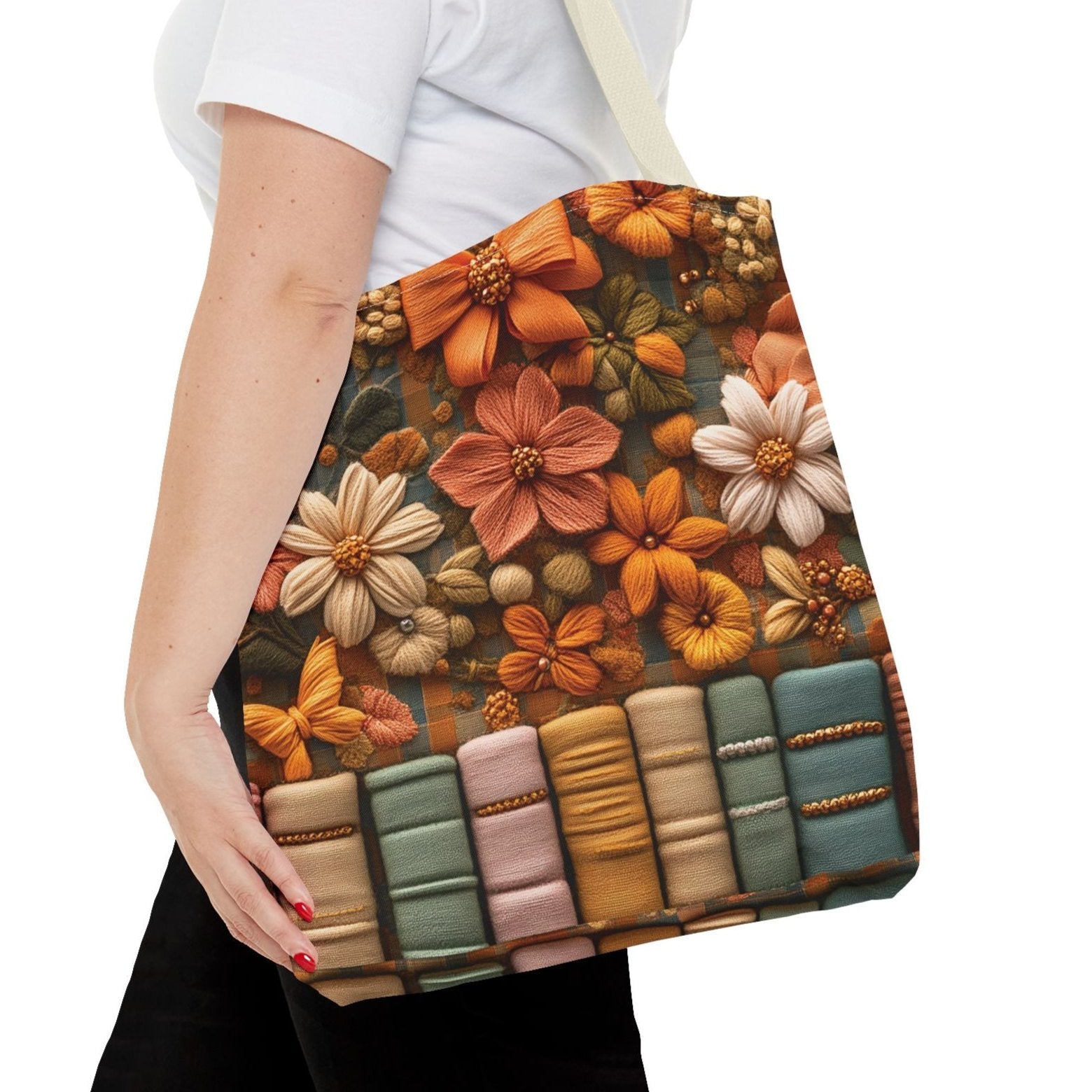 Boho Floral 3D Illusion Tote with Books Design Stylish and Functional Bag for Everyday Use Durable, Reusable, and Perfect for Book Lovers and Boho Enthusiasts Season - MRSBYVALLE
