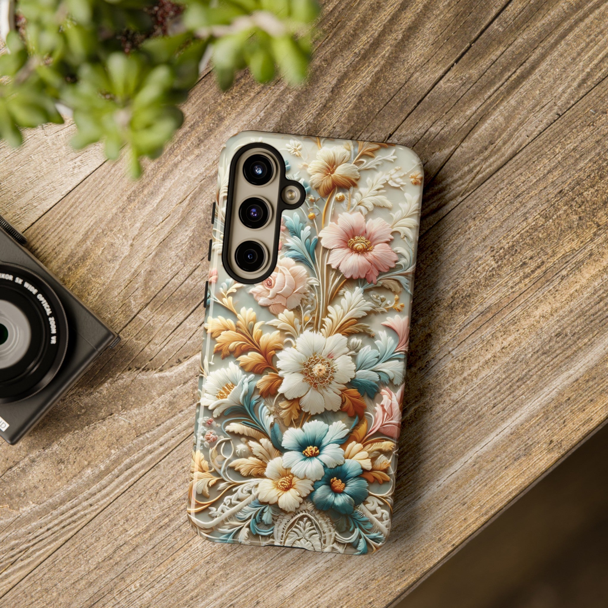 3D Elegant Faux Flowers Phone Case Stylish & Durable for iPhone Samsung Gift iPhone 15, 14, 13 Samsung Pixel Gift for Mom Accessory Gift for Her
