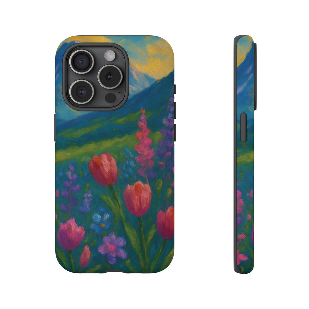 Mountains Wildflowers Phone Case | Vibrant Botanical Floral Design | Nature-Inspired Protective Cover for iPhone & Samsung | Trendy Aesthetic Gift Idea