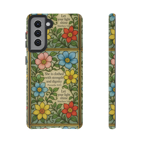 Pastel Floral Stained Glass Bible Verse Phone Case Christian Affirmation, Soft Faith Design, iPhone Samsung Google, Inspirational Gift for HerGift for Christians