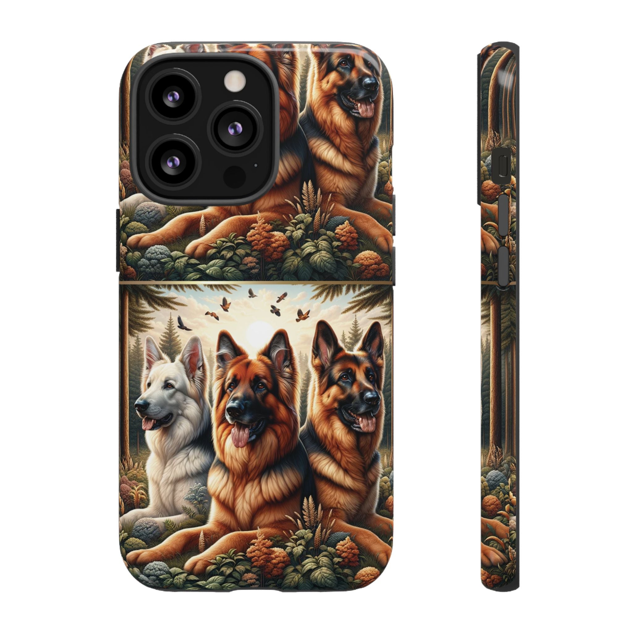 German Shepherd Phone Tough Case Floral Elegant Durable Dog Lover Devices iPhone 15, Samsung iPhone Samsung Accessory Gift for Her