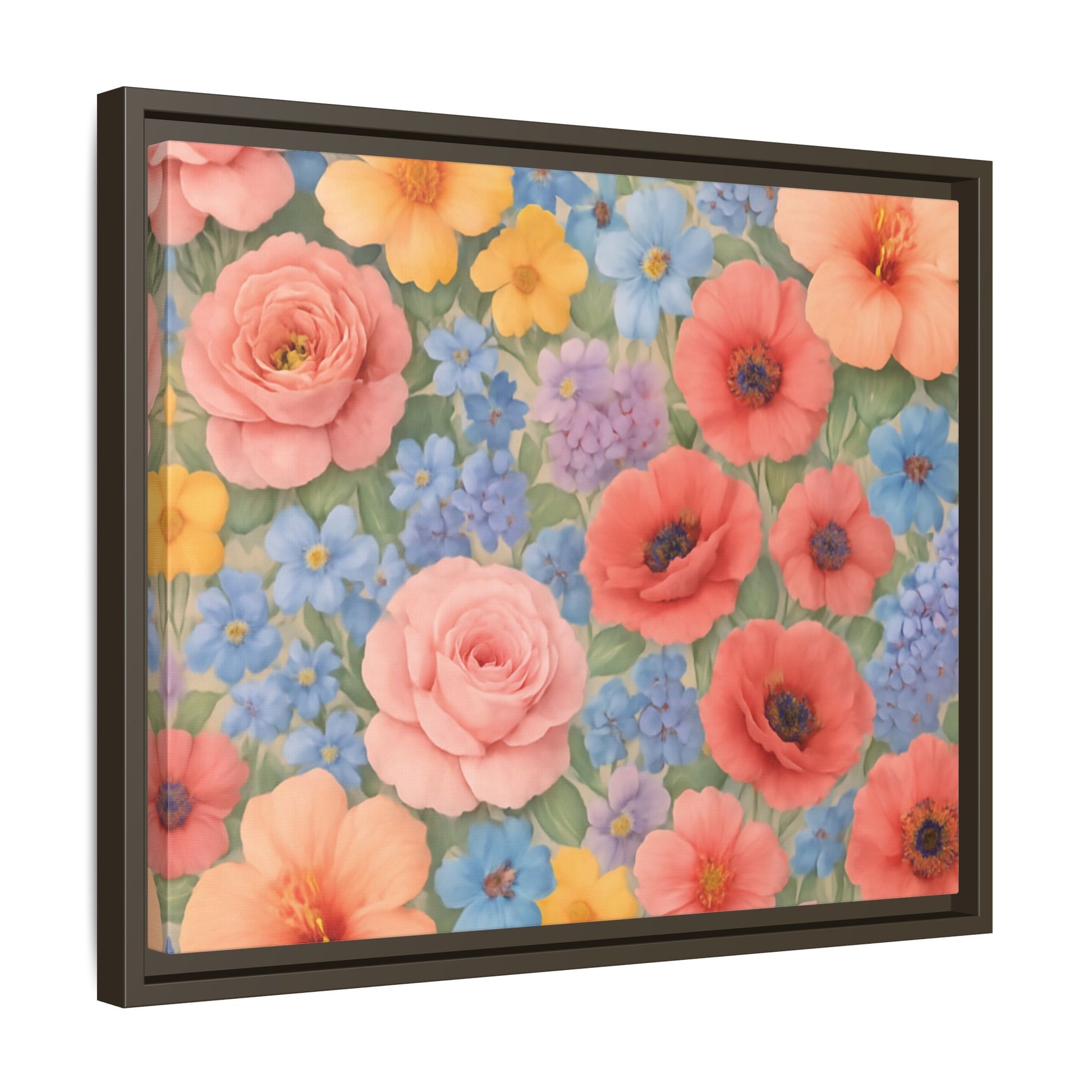 Luxury Framed Floral Canvas – Bold Multi-Color Botanical Wall Art, Elegant Nature-Inspired Accent for Living Room, Bedroom, or Office Décor Gift for Mom