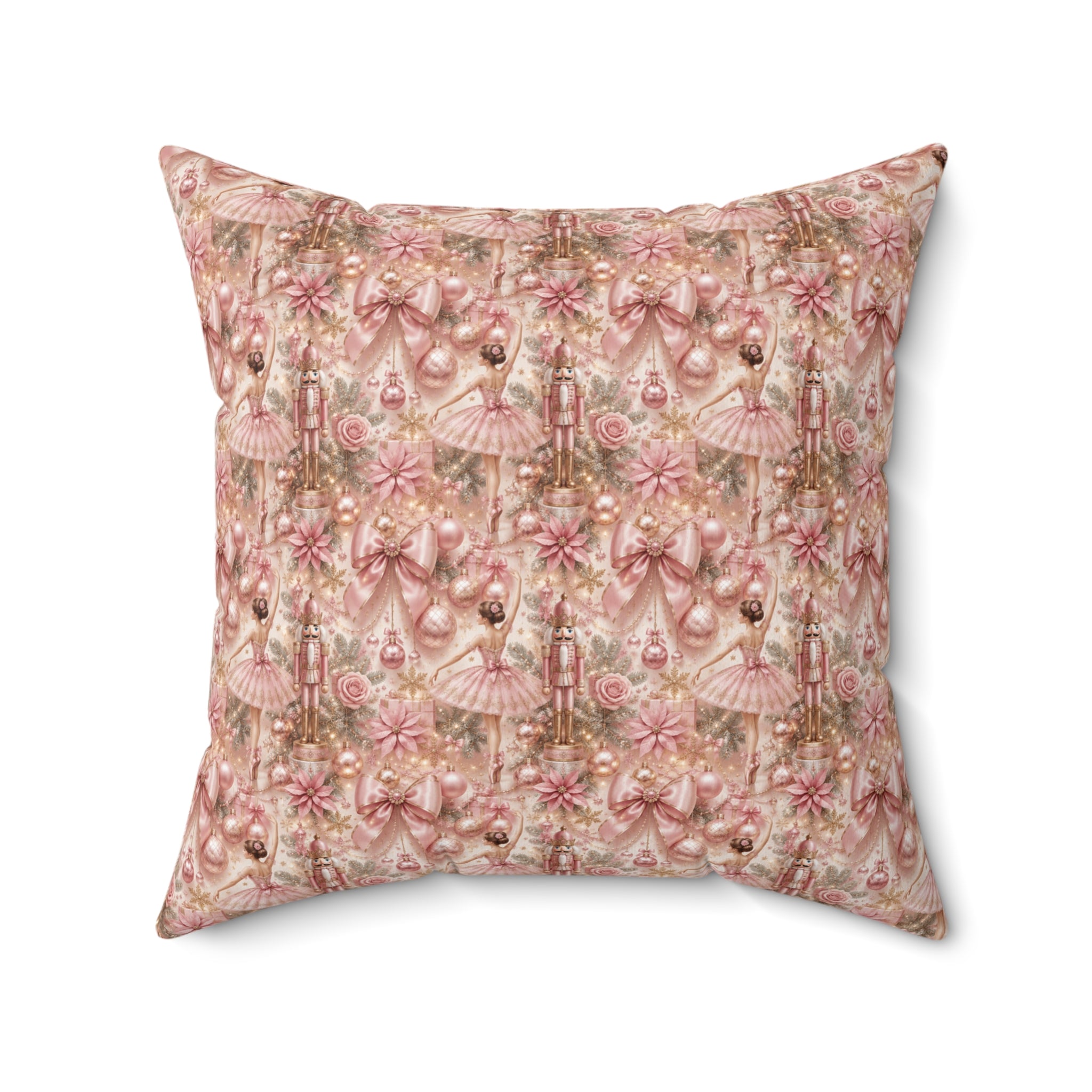 Square Pillow Pink Nutcracker Ballet Ballerina Holiday Luxury Christmas