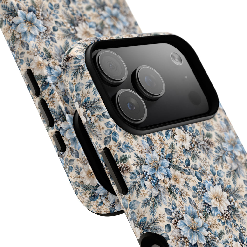 Icy Blue Floral MagSafe Tough Phone Case