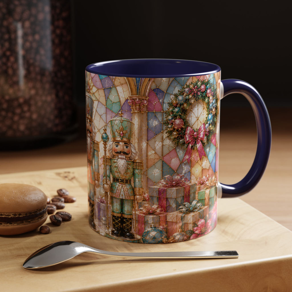 Nutcracker Christmas Coffee Mug – Festive Stained-Glass Holiday Accent Cup (11/15oz) Gift for Her