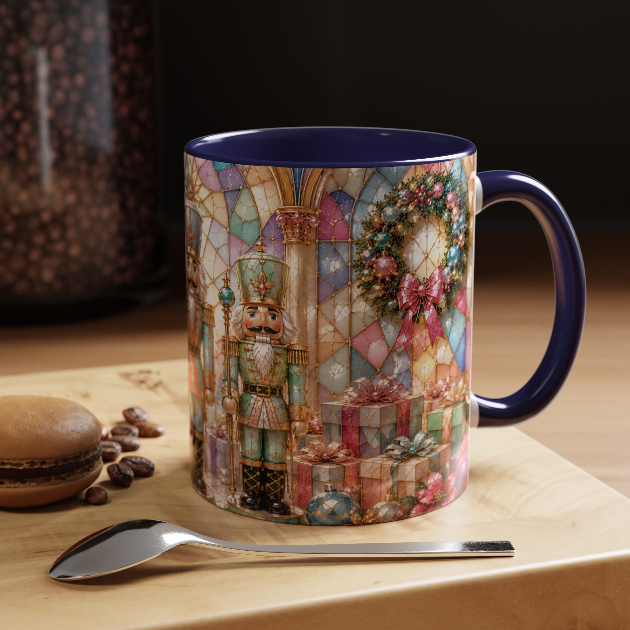 Nutcracker Christmas Coffee Mug – Festive Stained-Glass Holiday Accent Cup (11/15oz) Gift for Her