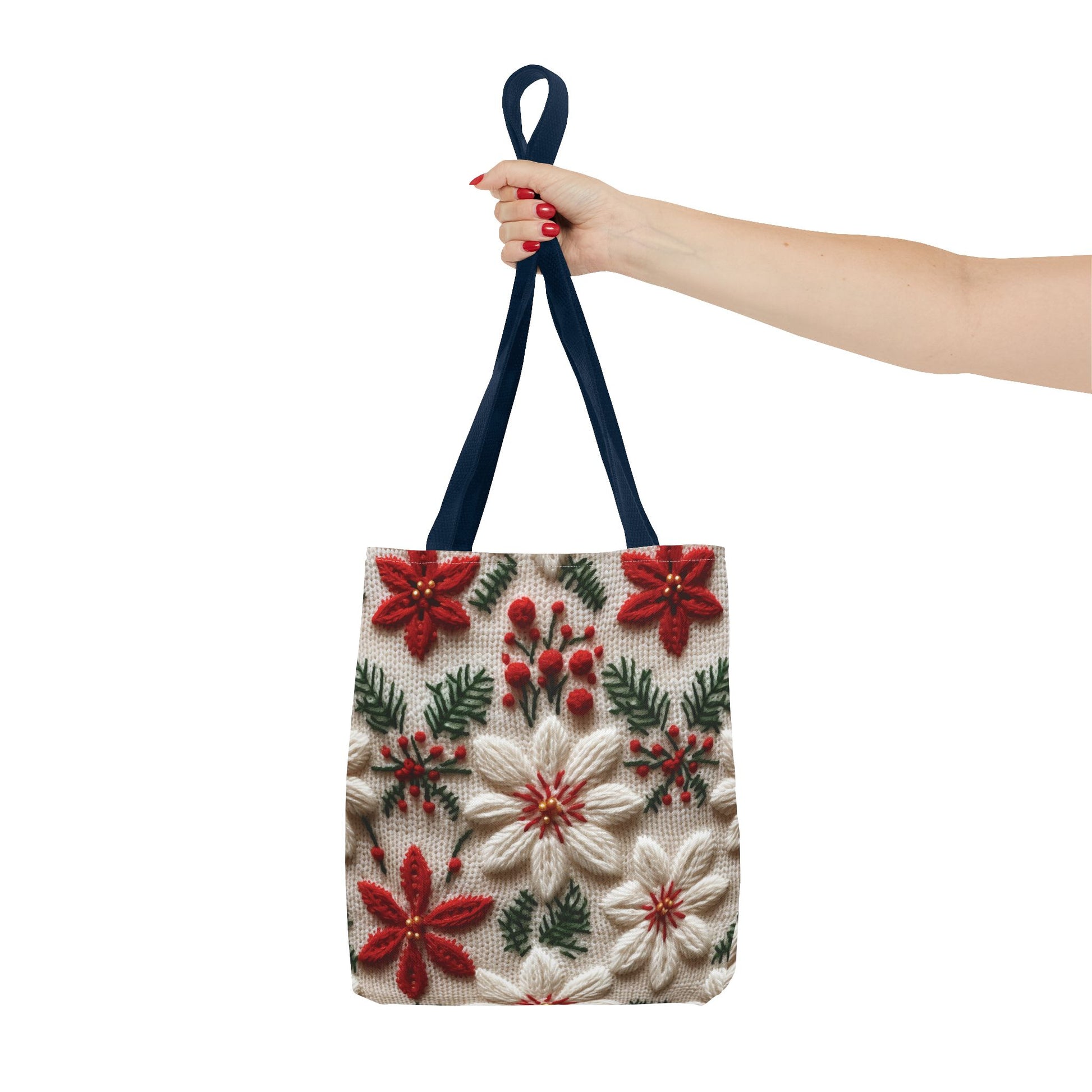 Festive Poinsettia Christmas Tote Stylish Holiday Bag for Shopping, Gifts, and Everyday Use - Durable, Reusable, and Perfect for Spreading Cheer This Holiday Season - MRSBYVALLE