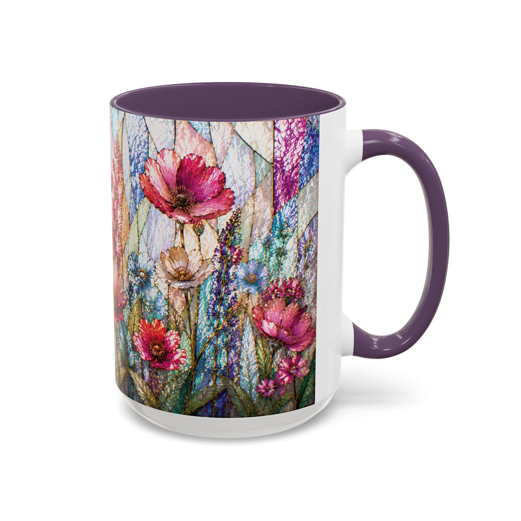Wildflower Watercolor Coffee Mug Vibrant Wildflower Accent 11/15oz Stain Glass Illusion
