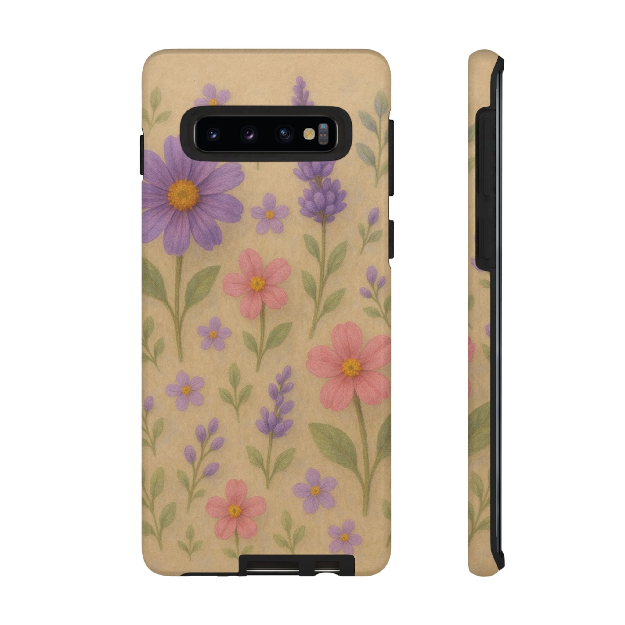3D Illusion Wildflower Phone Case Cute Pastel Floral Design in Lavender, Pink, Mint Green – Aesthetic Protective Case for iPhone and  Android