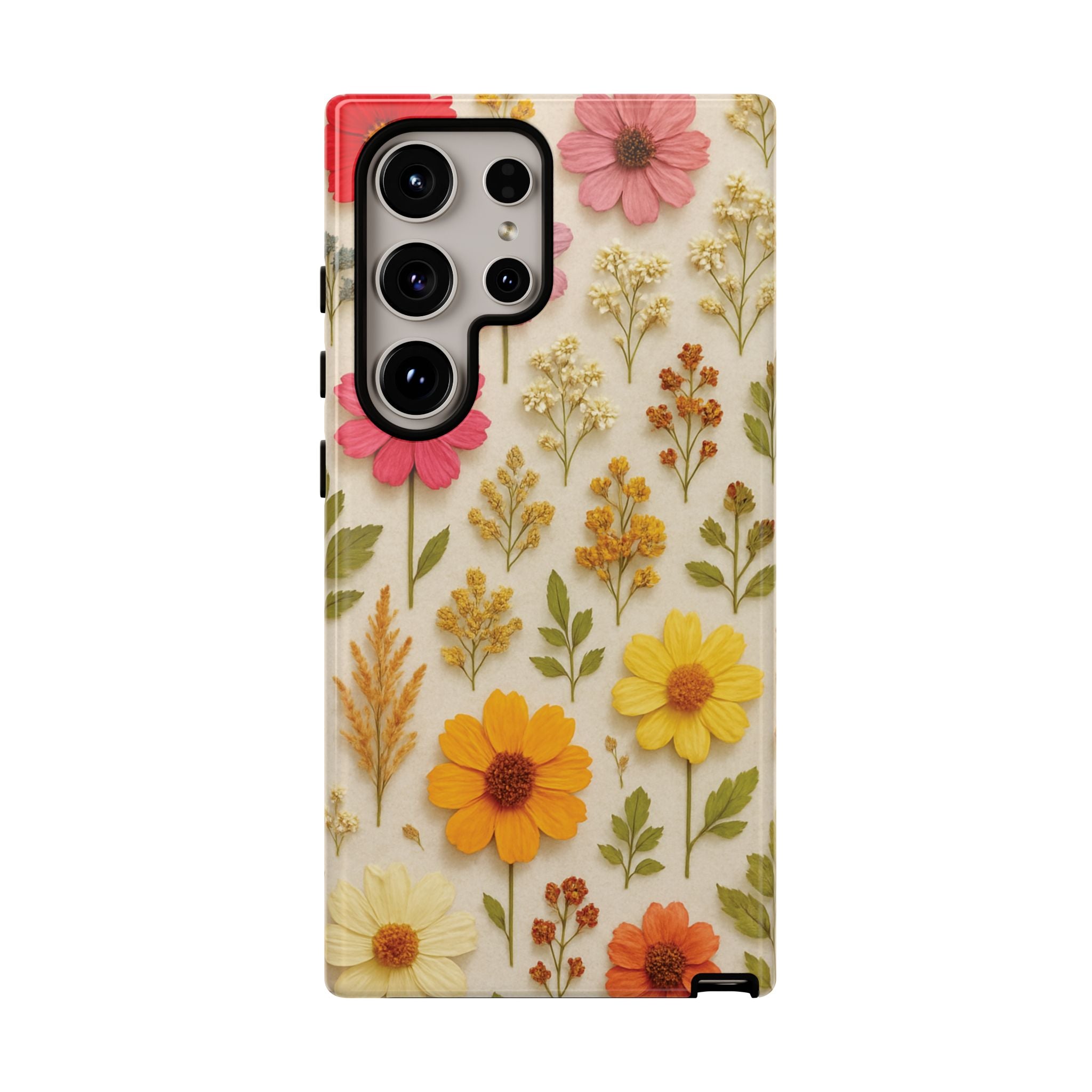 Dried Flowers Illusion Phone Case – Realistic Botanical Aesthetic, Colorful Pressed Floral Art, Trendy Nature-Inspired Protective Cover  iPhone & Samsung Models