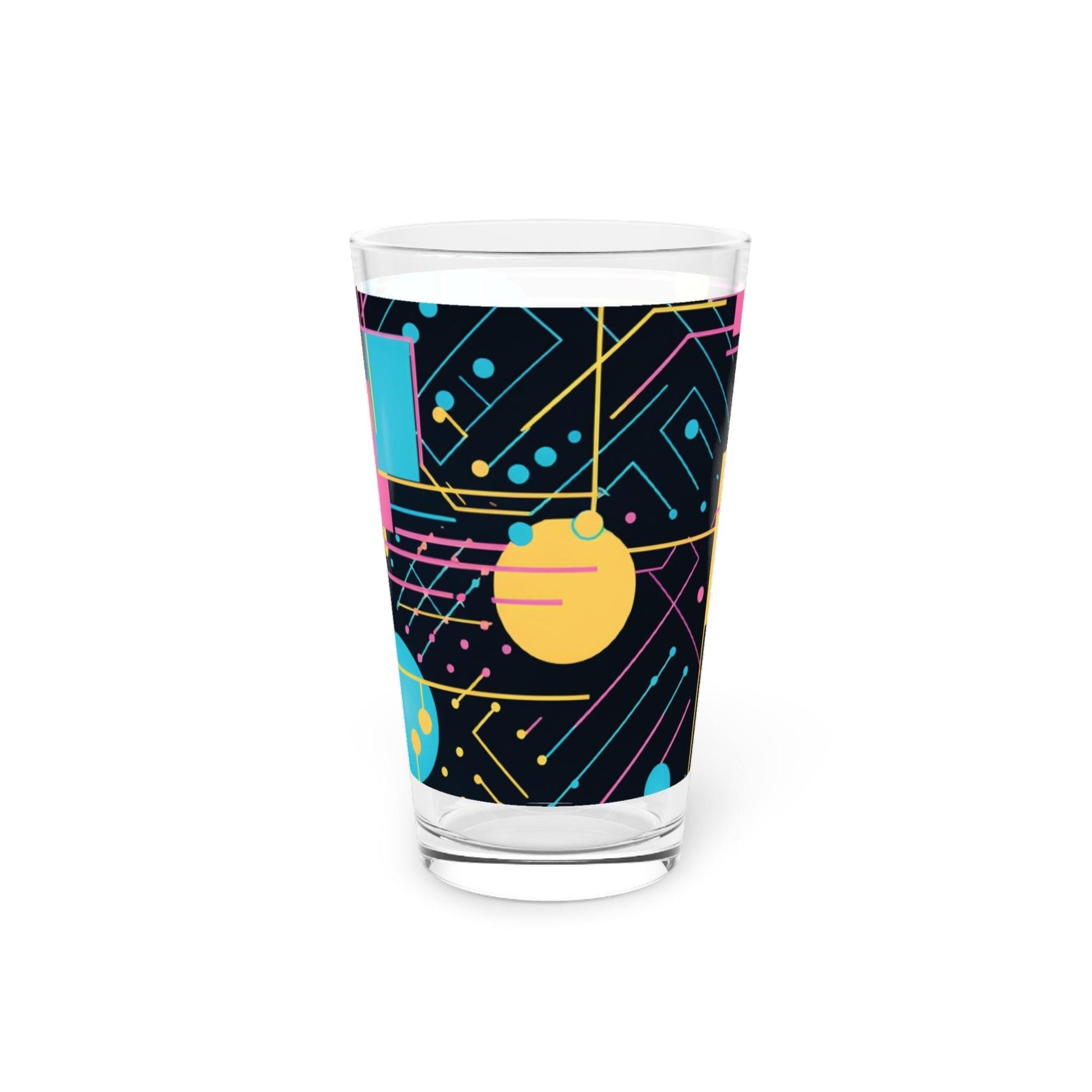 Retro Geometric Elegance 16oz Pint Glass Perfect Fusion of Vintage Style & Modern Drinking Experience, Ideal for Craft Beer & Beverages, Dishwasher Safe16oz Pint Glass Gifts, Party Drinkware, Cocktail, Wedding Perfect for Parties Glassware, New House Gift - MRSBYVALLE