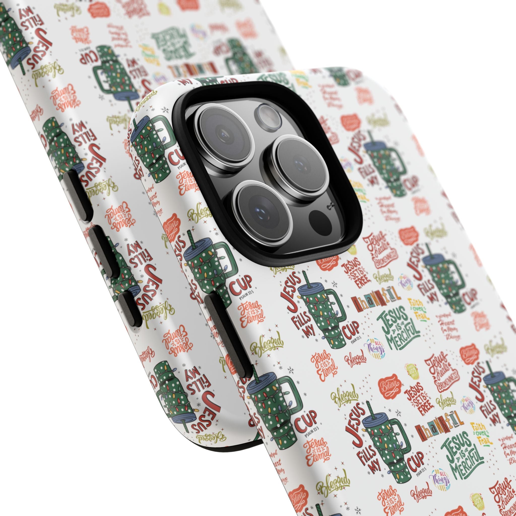 Jesus Fill My Cup Phone Case Cute Floral Design in Red, Pink, Blue – Aesthetic Protective Case for iPhone and  Android