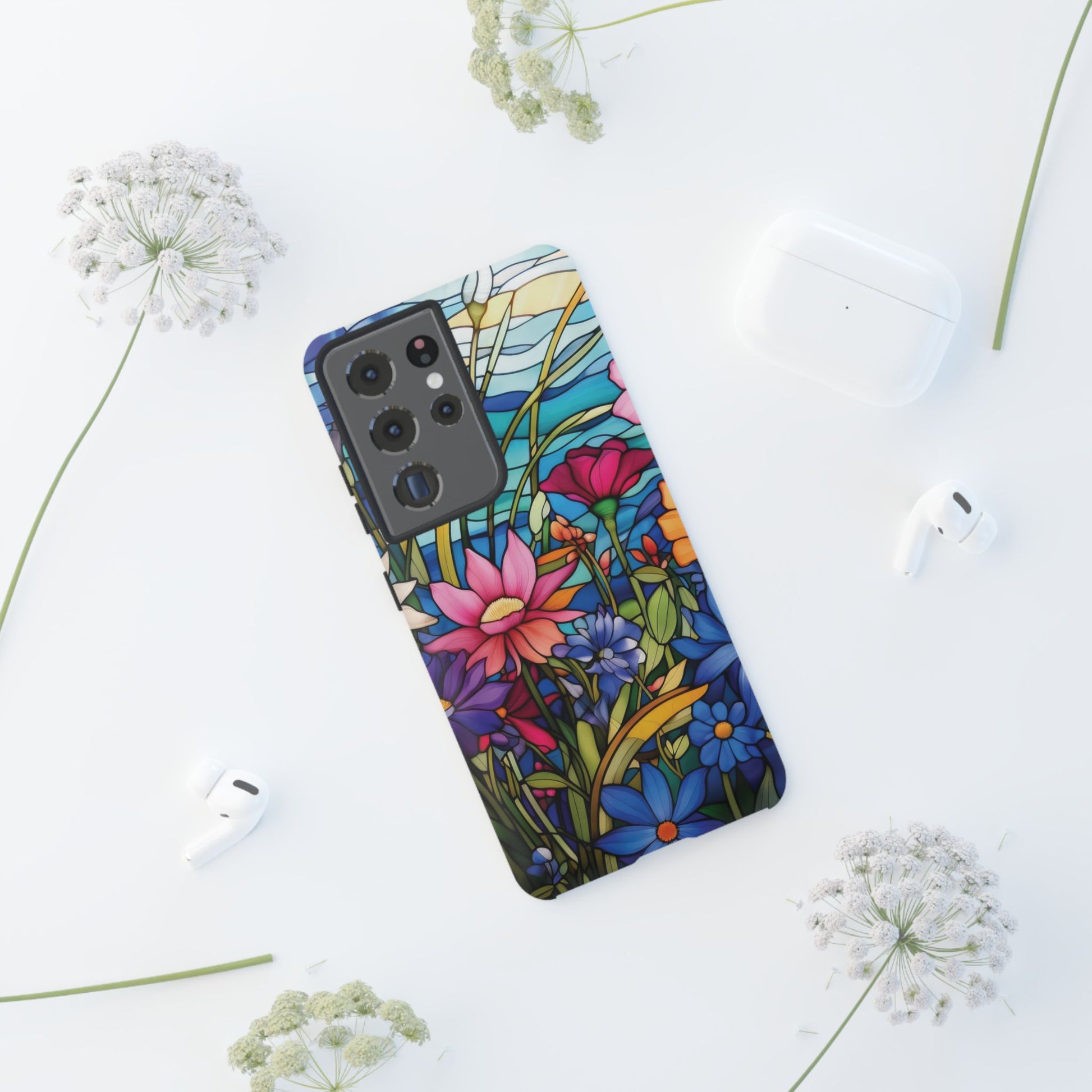 Wildflowers Stain Glass Illusion Phone Case Unique Holiday Protection for Your Device | Stylish & Durable Cover Gift for Her Phone 15, Samsung iPhone Samsung Accessory Gift for Her