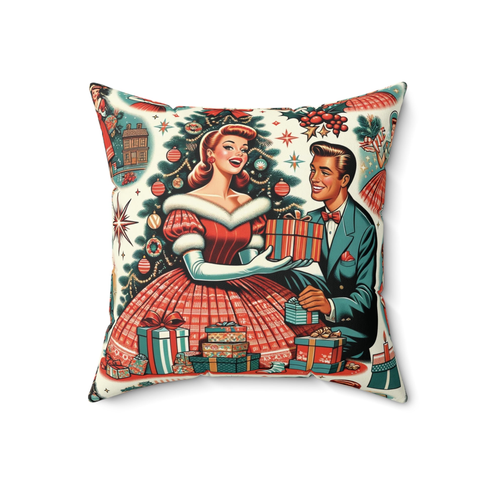 Atomic Elegance Decorative Pillow 50s Starburst & Kitsch Design Decorative Pillow Touch of Beauty to Your Decor Living Room Comfort for Bedroom or Housewarming Gift New House, Bridal Shower Gift - MRSBYVALLE
