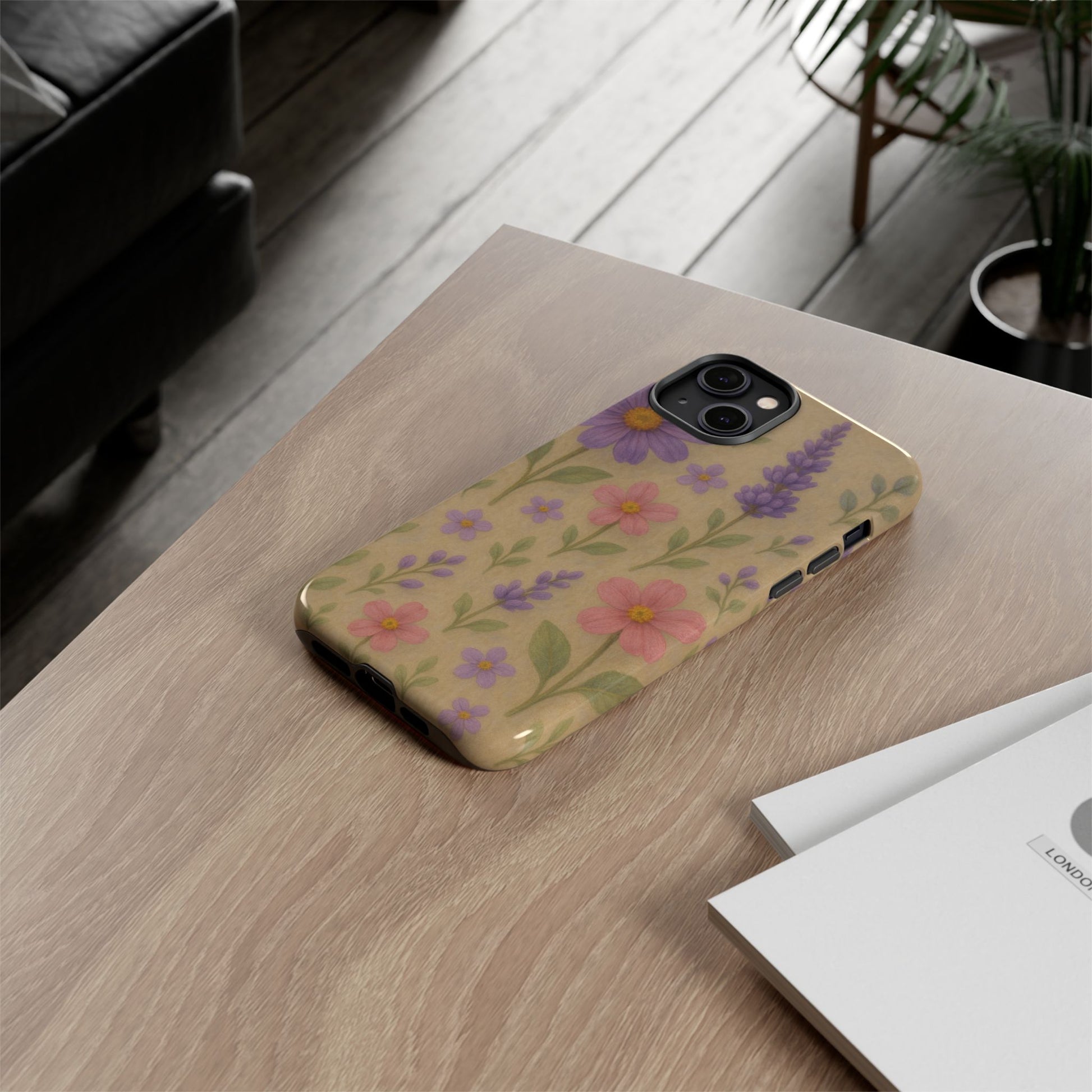 3D Illusion Wildflower Phone Case Cute Pastel Floral Design in Lavender, Pink, Mint Green – Aesthetic Protective Case for iPhone and  Android