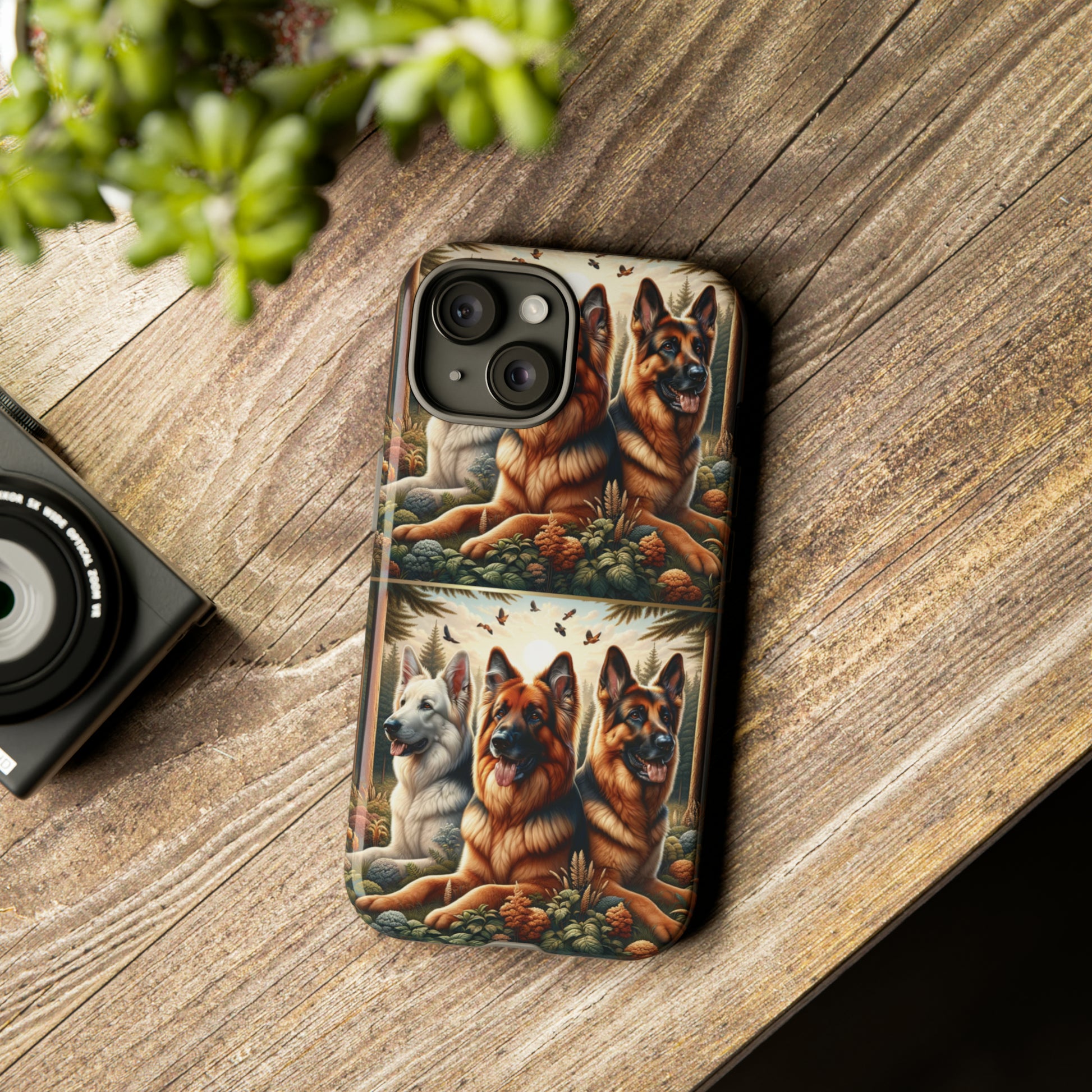 German Shepherd Phone Tough Case Floral Elegant Durable Dog Lover Devices iPhone 15, Samsung iPhone Samsung Accessory Gift for Her.