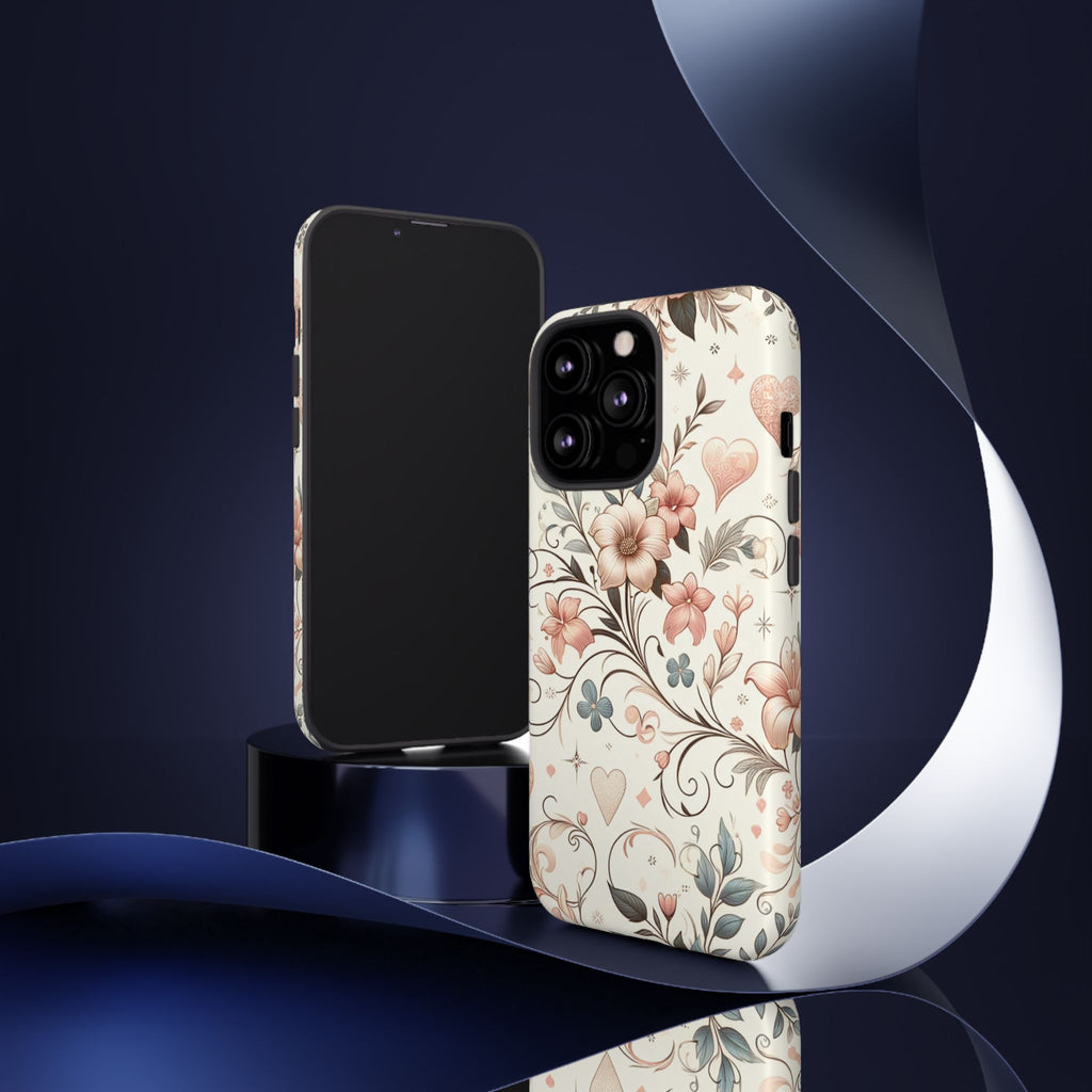 Floral Design Luxury Phone Tough Case Floral Elegant Durable Stylish for Modern Devices iPhone 17, 16 15, Samsung iPhone Samsung Accessory Gift for Her