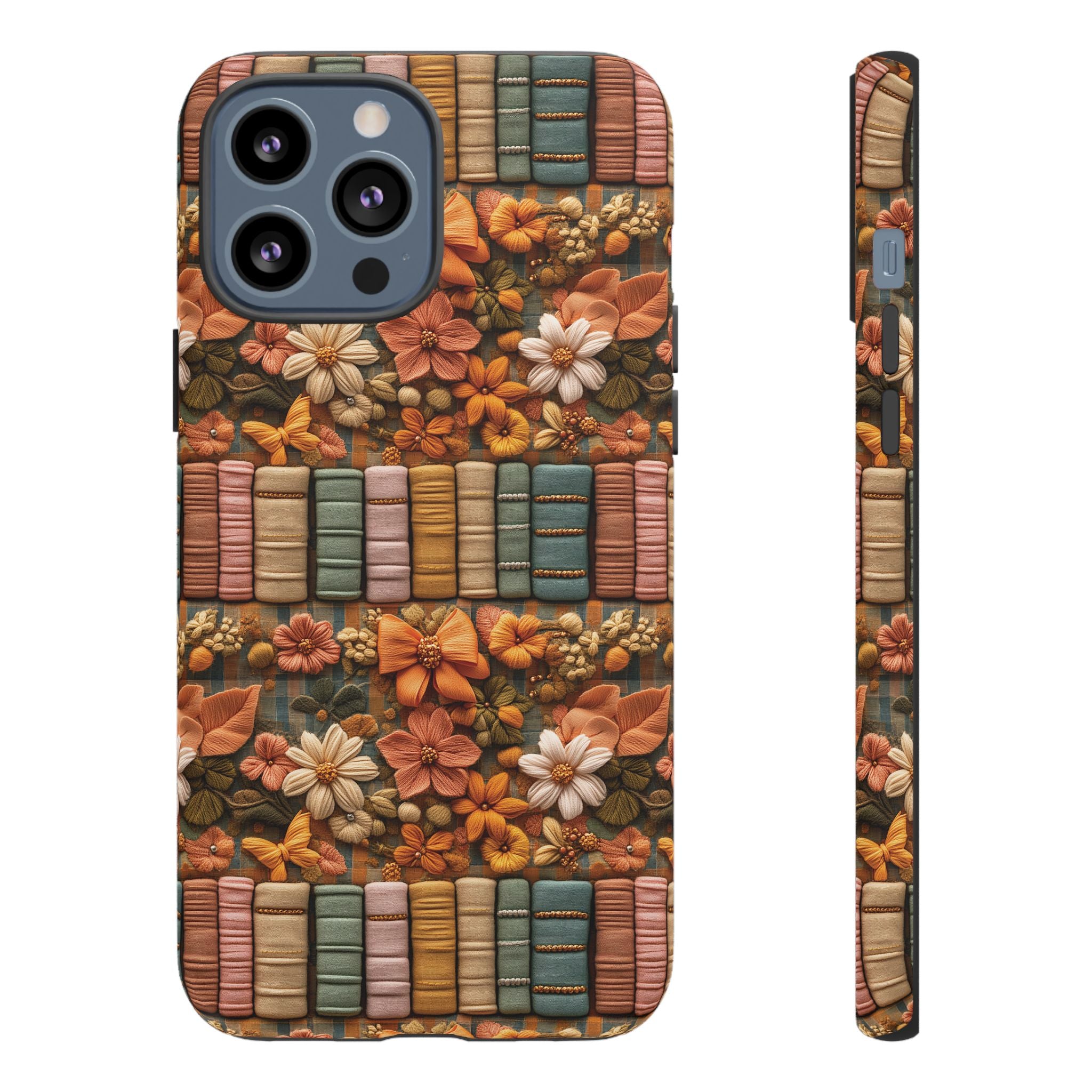 3D Illusion Boho Floral and Books Phone Case Gift for Her Phone 15, Samsung iPhone Samsung Gift for Her Case iPhone 15, Samsung iPhone Samsung Accessory Gift for Her