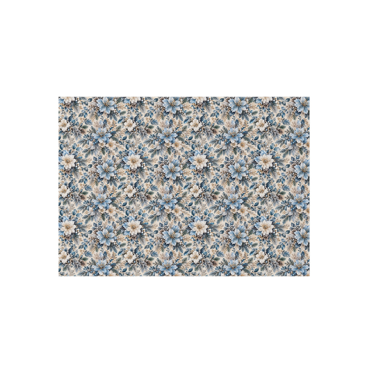 Icy Blue Floral Outdoor Patio Rug