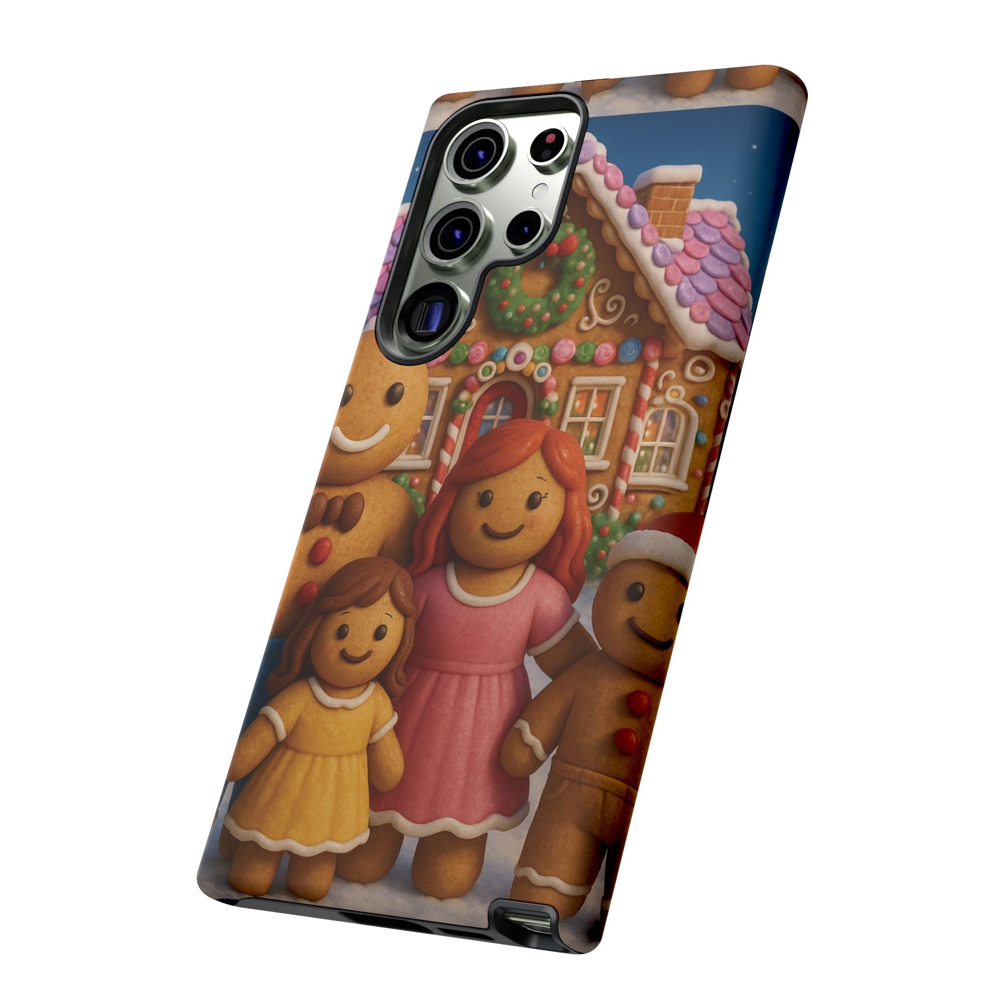 Coque de téléphone esthétique Famille en Pain d'Épices – Design d'inspiration vintage sur le thème de Noël – Étui stylé pour modèles iPhone et Samsung Galaxy