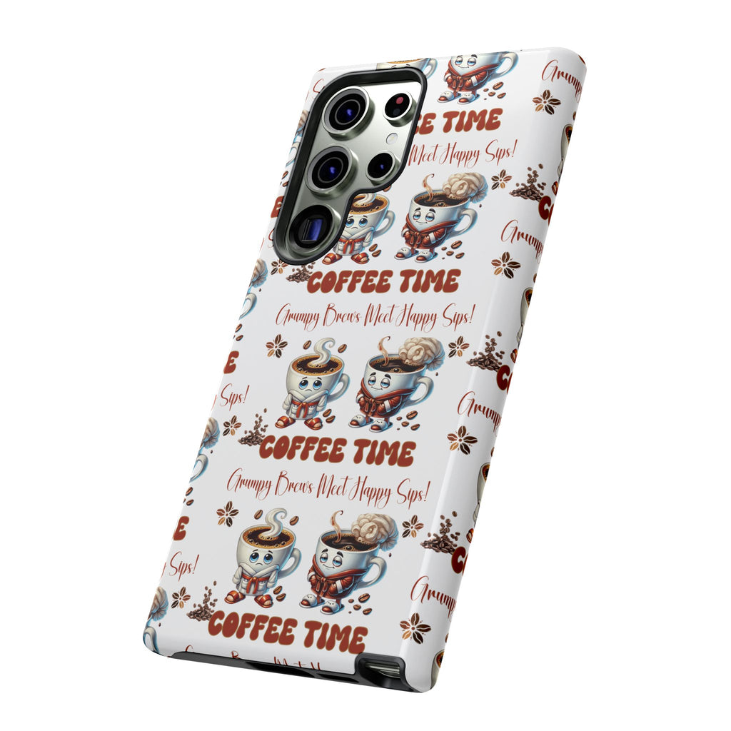 Grumpy Brews Meet Happy Sips Phone Case Compatible with iPhone, Samsung & Pixel | Fun, Durable Protection for Coffee Lovers | Unique Design, Shockproof & Scratch-Resistant Perfect for Coffee Lover - MRSBYVALLE
