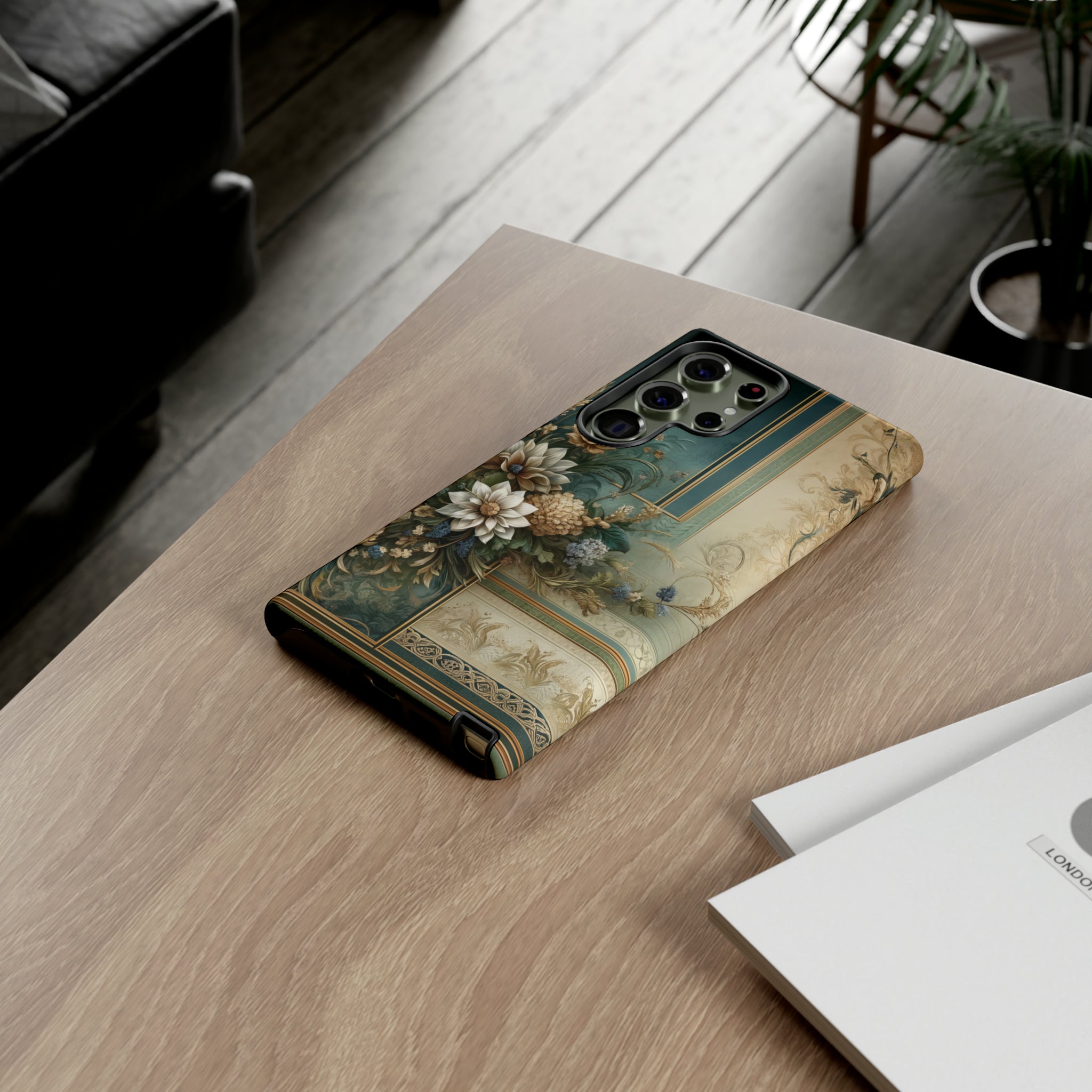 Victorian Floral Boho Luxury Phone Tough Case Floral Elegant Durable Stylish for Modern Devices iPhone 15, Samsung iPhone Samsung Accessory Gift for Her.