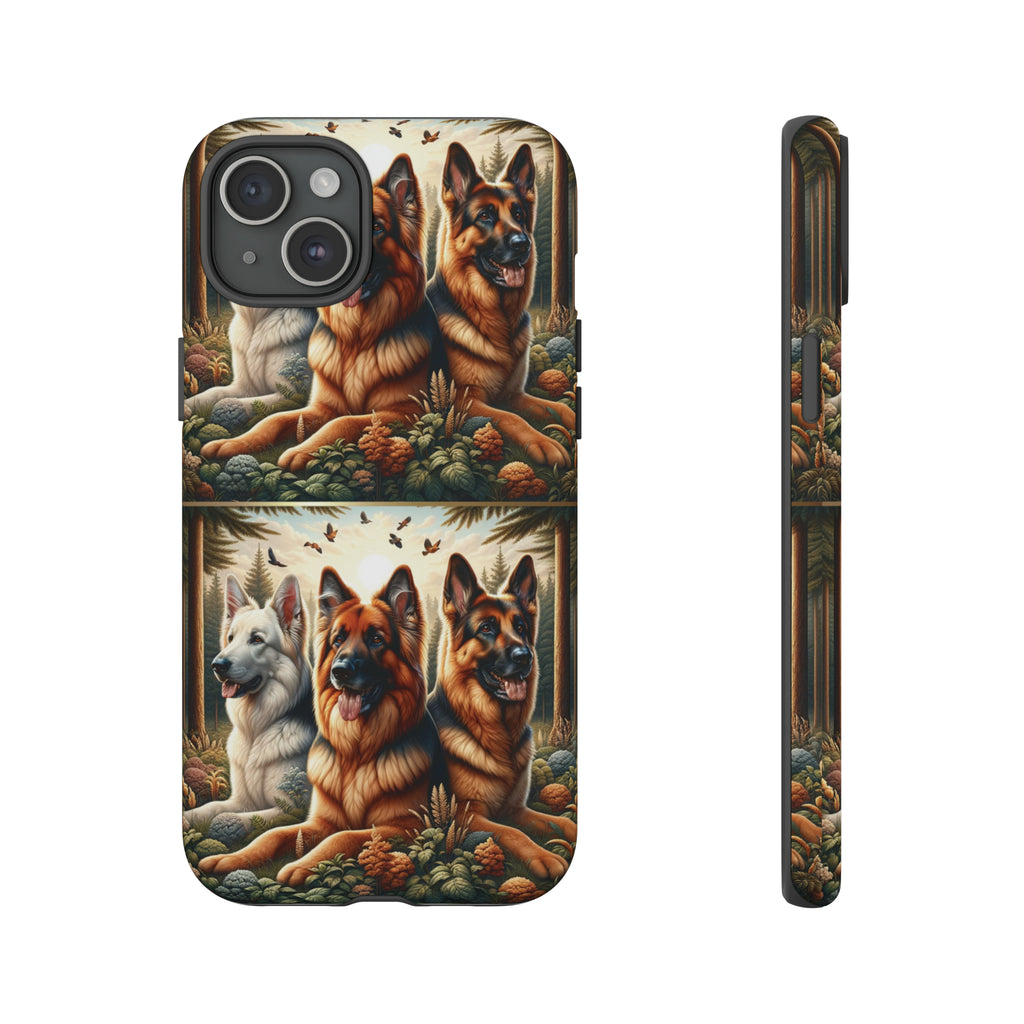 German Shepherd Phone Tough Case Floral Elegant Durable Dog Lover Devices iPhone 15, Samsung iPhone Samsung Accessory Gift for Her.