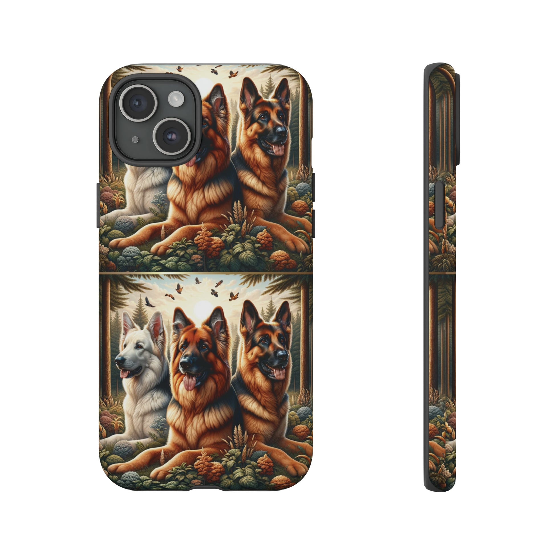 German Shepherd Phone Tough Case Floral Elegant Durable Dog Lover Devices iPhone 15, Samsung iPhone Samsung Accessory Gift for Her.