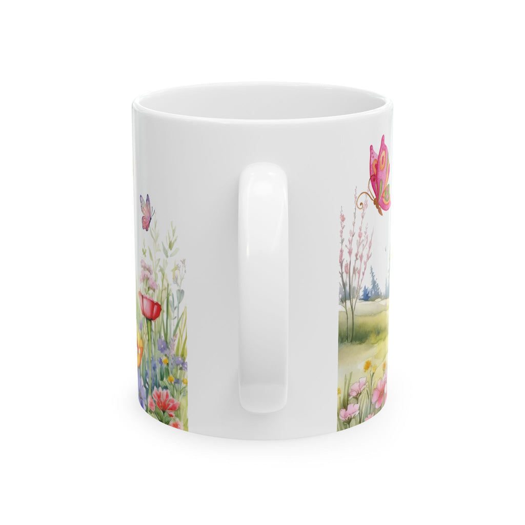 Wildflowers & Butterflies Mug - 11oz & 15oz | Floral Coffee Cup for Tea, Hot Chocolate | Nature-Inspired Gift for Butterfly & Flower Lovers