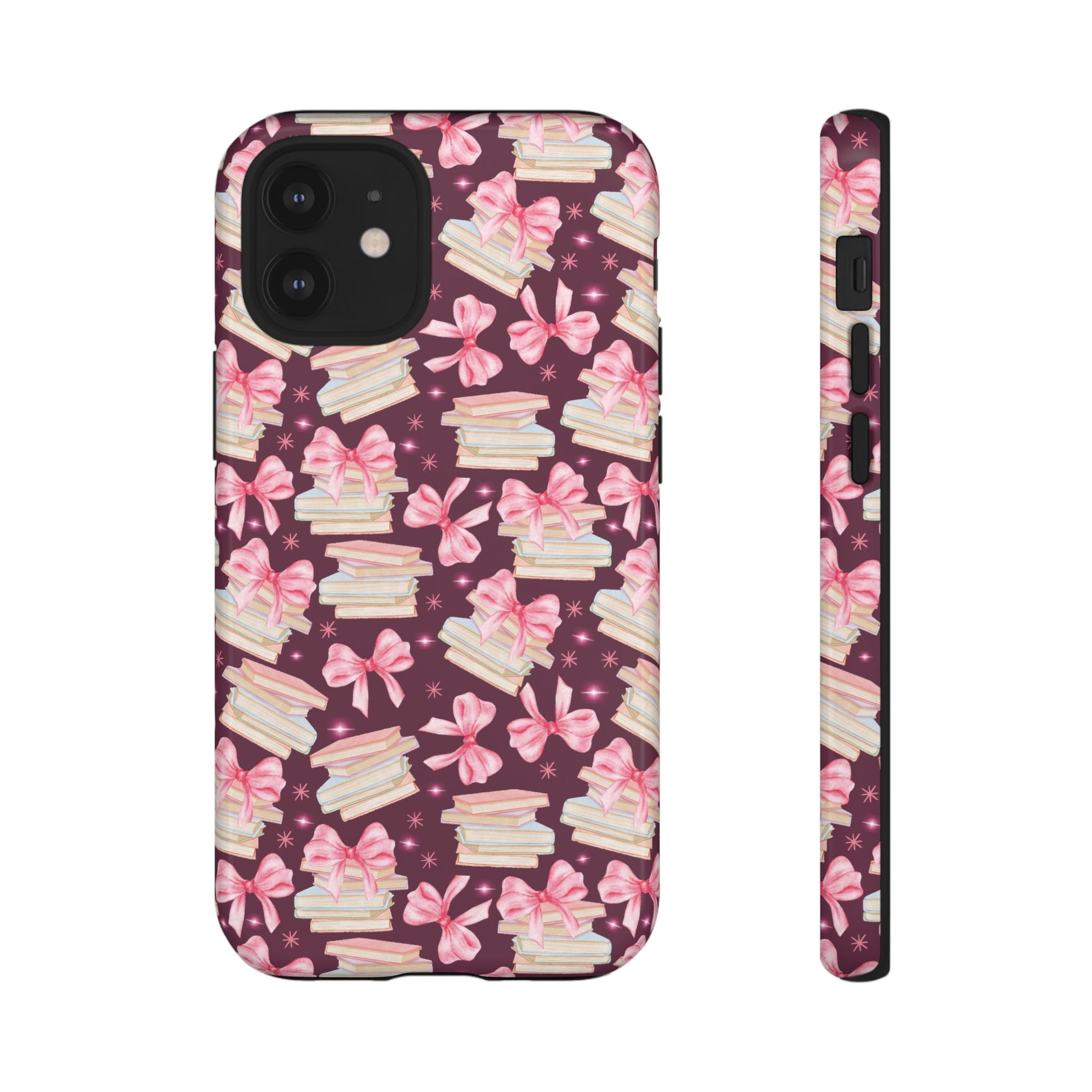 Coquette Pink Bows & Books Phone Case for iPhone 16 15 14 13 12  21 23 Samsung, and Pixel | Stylish Protective Cover Gift for Her Perfect for Floral Lover