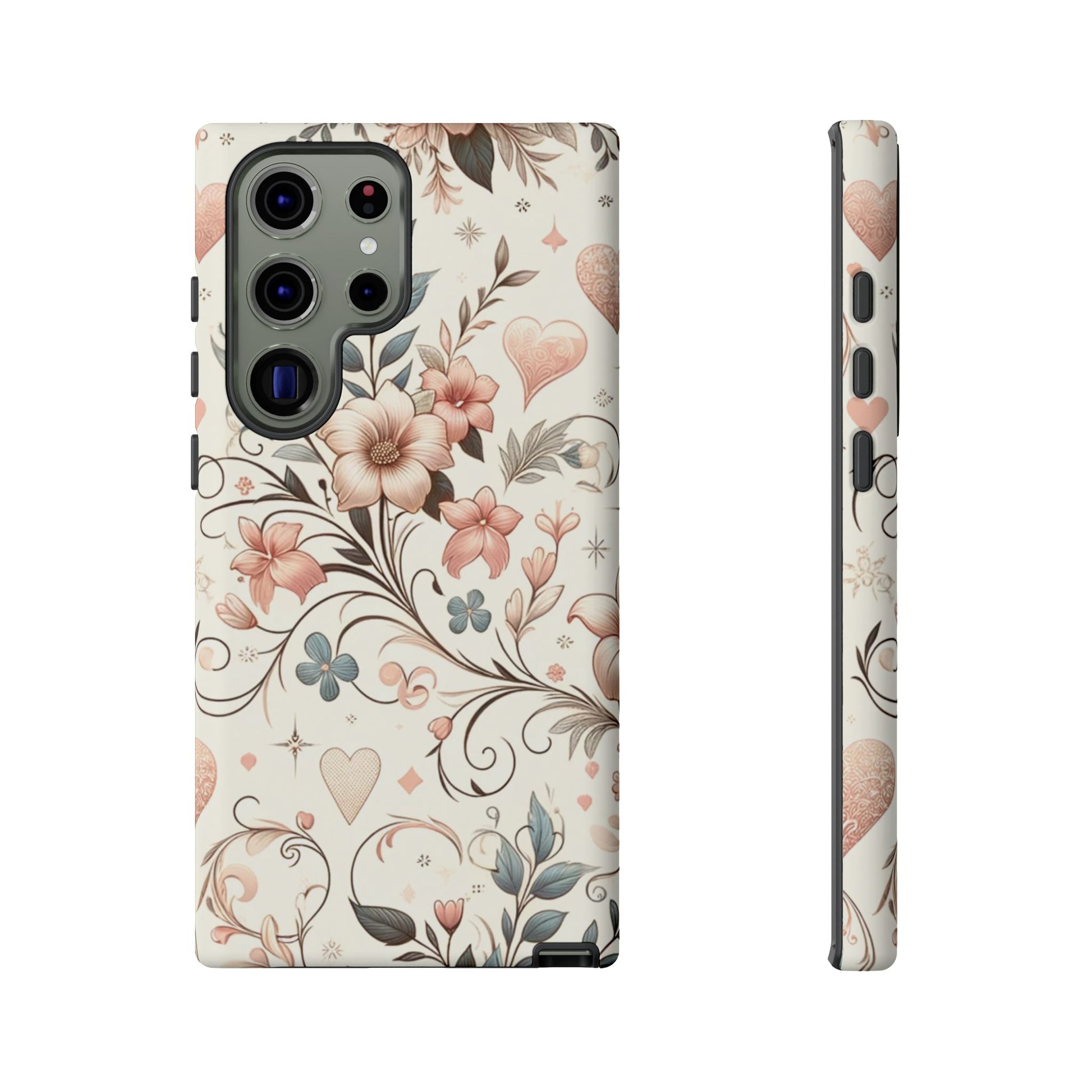 Floral Design Luxury Phone Tough Case Floral Elegant Durable Stylish for Modern Devices iPhone 17, 16 15, Samsung iPhone Samsung Accessory Gift for Her