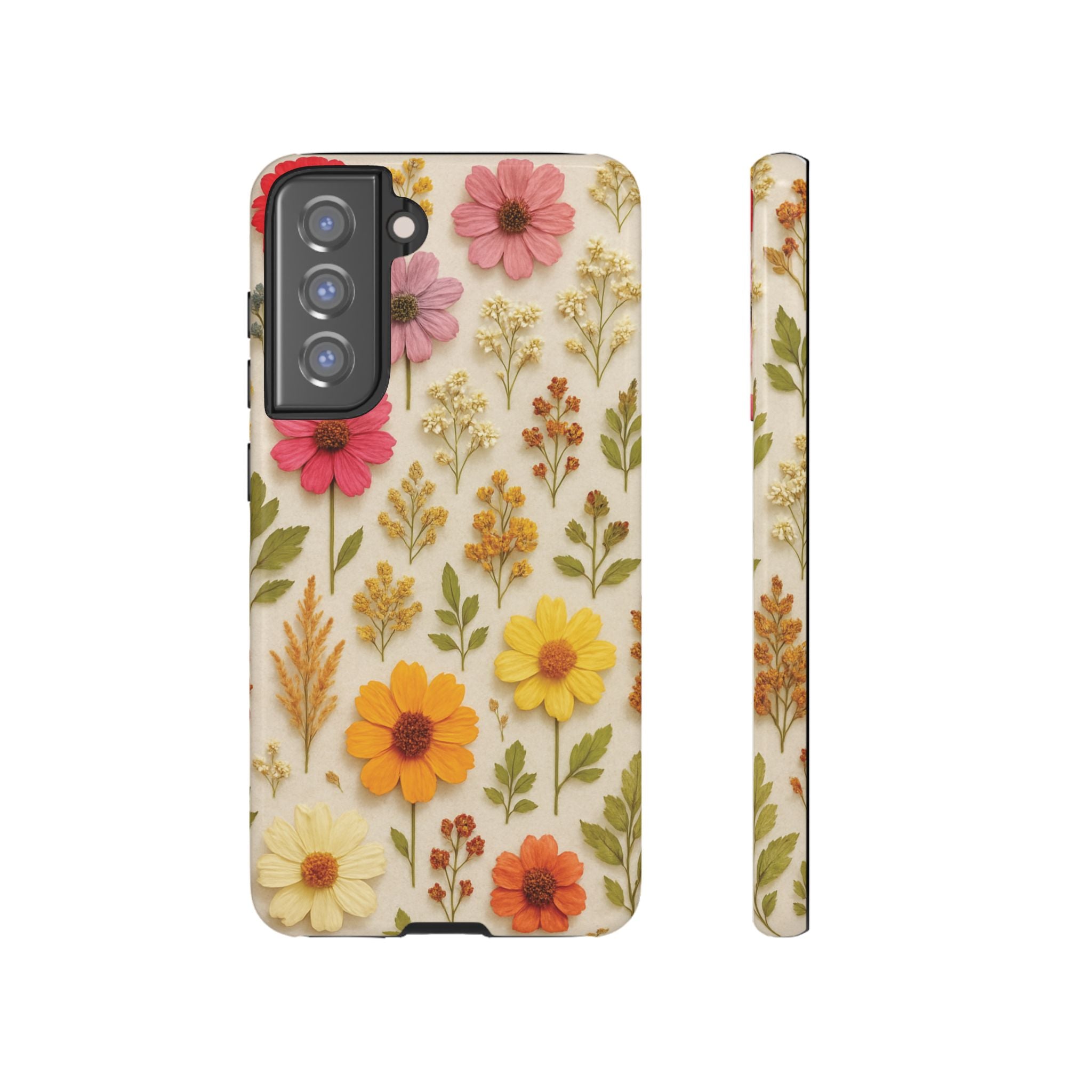 Dried Flowers Illusion Phone Case – Realistic Botanical Aesthetic, Colorful Pressed Floral Art, Trendy Nature-Inspired Protective Cover  iPhone & Samsung Models