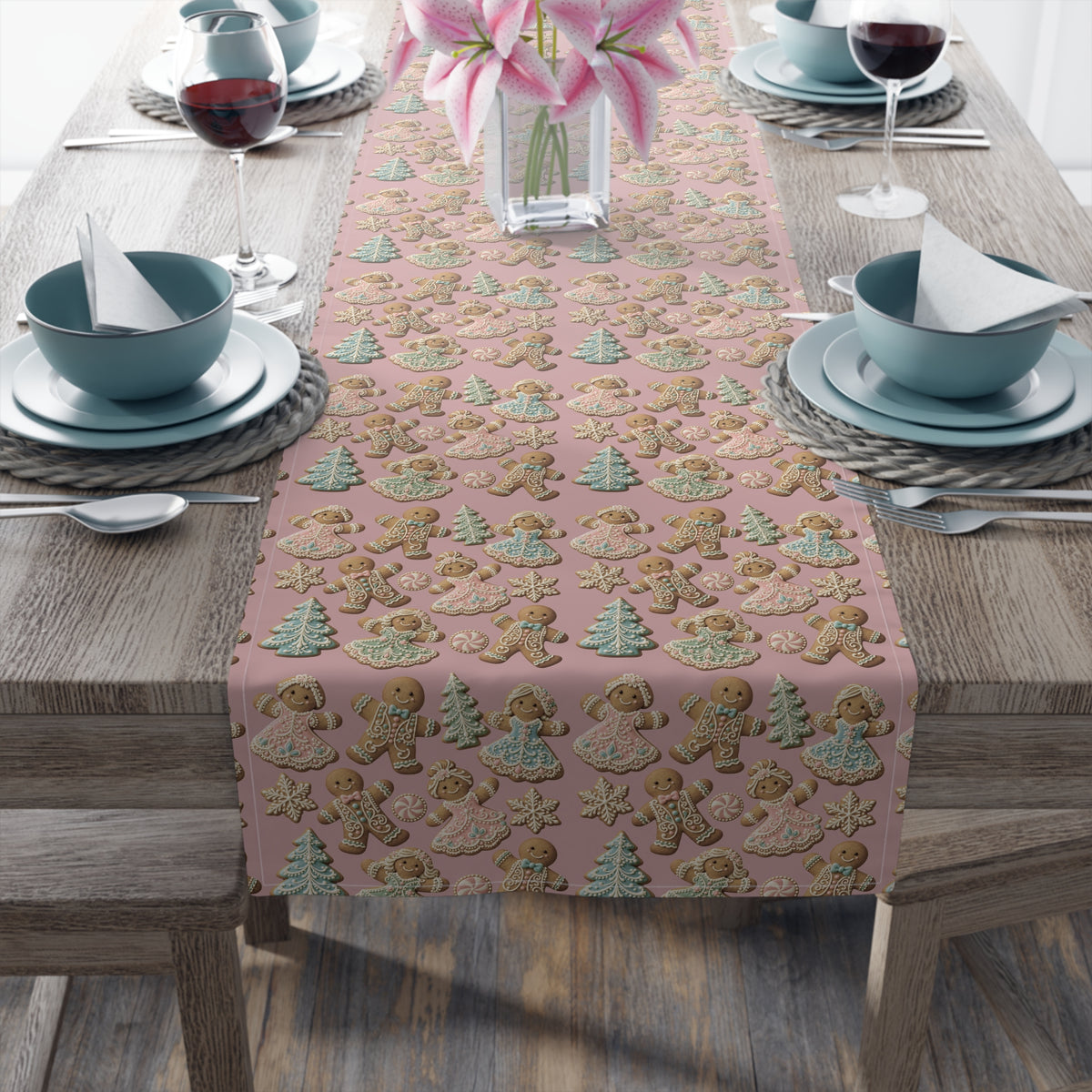 Gingerbread Cookies Holiday Table Runner