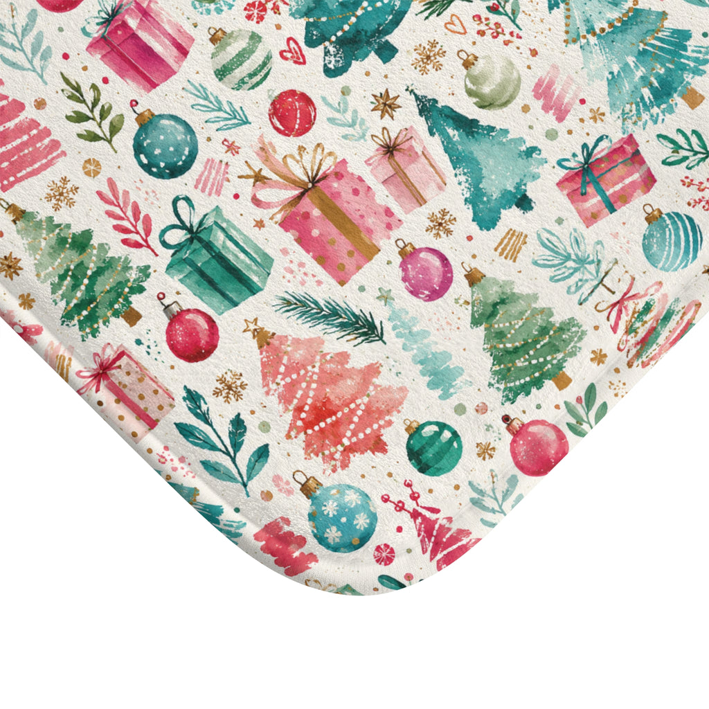Christmas Tree & Gifts Bath Mat — Festive Holiday Bathroom Rug