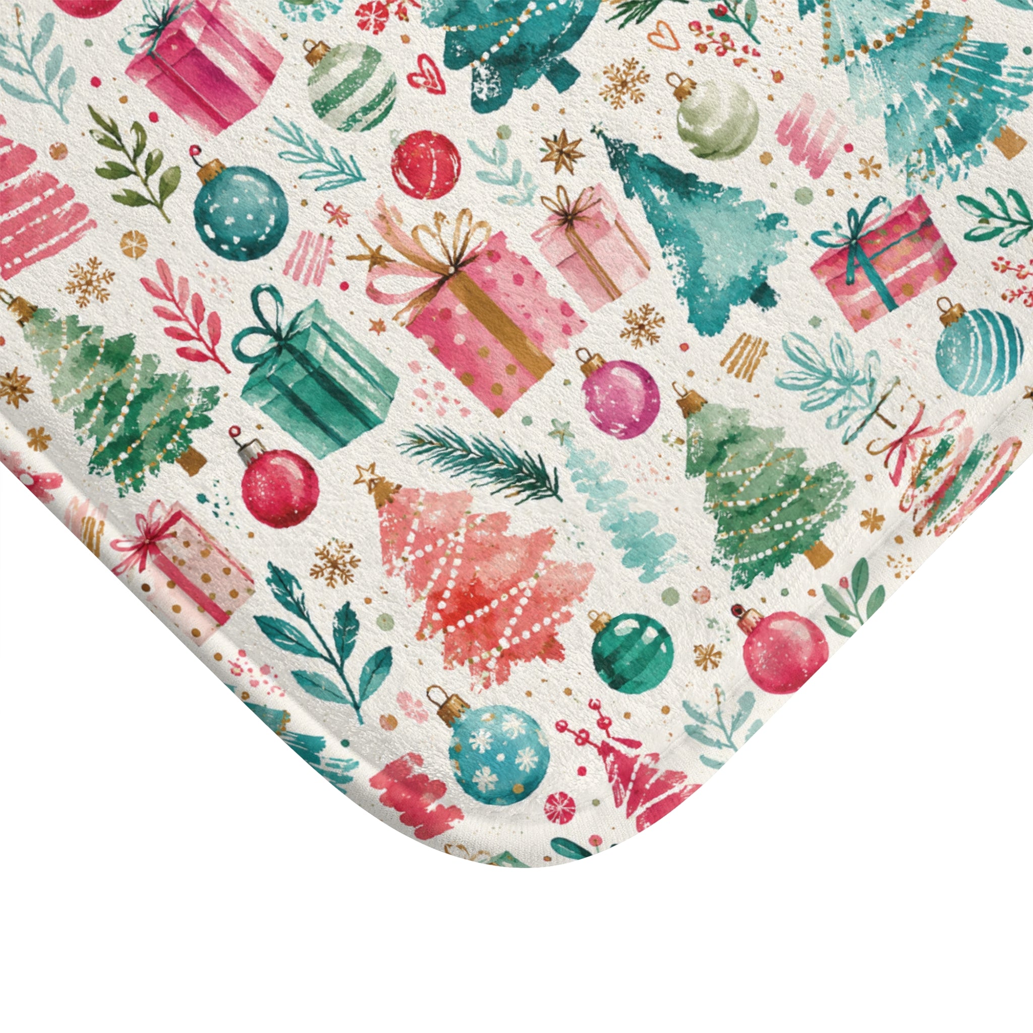 Christmas Tree & Gifts Bath Mat — Festive Holiday Bathroom Rug
