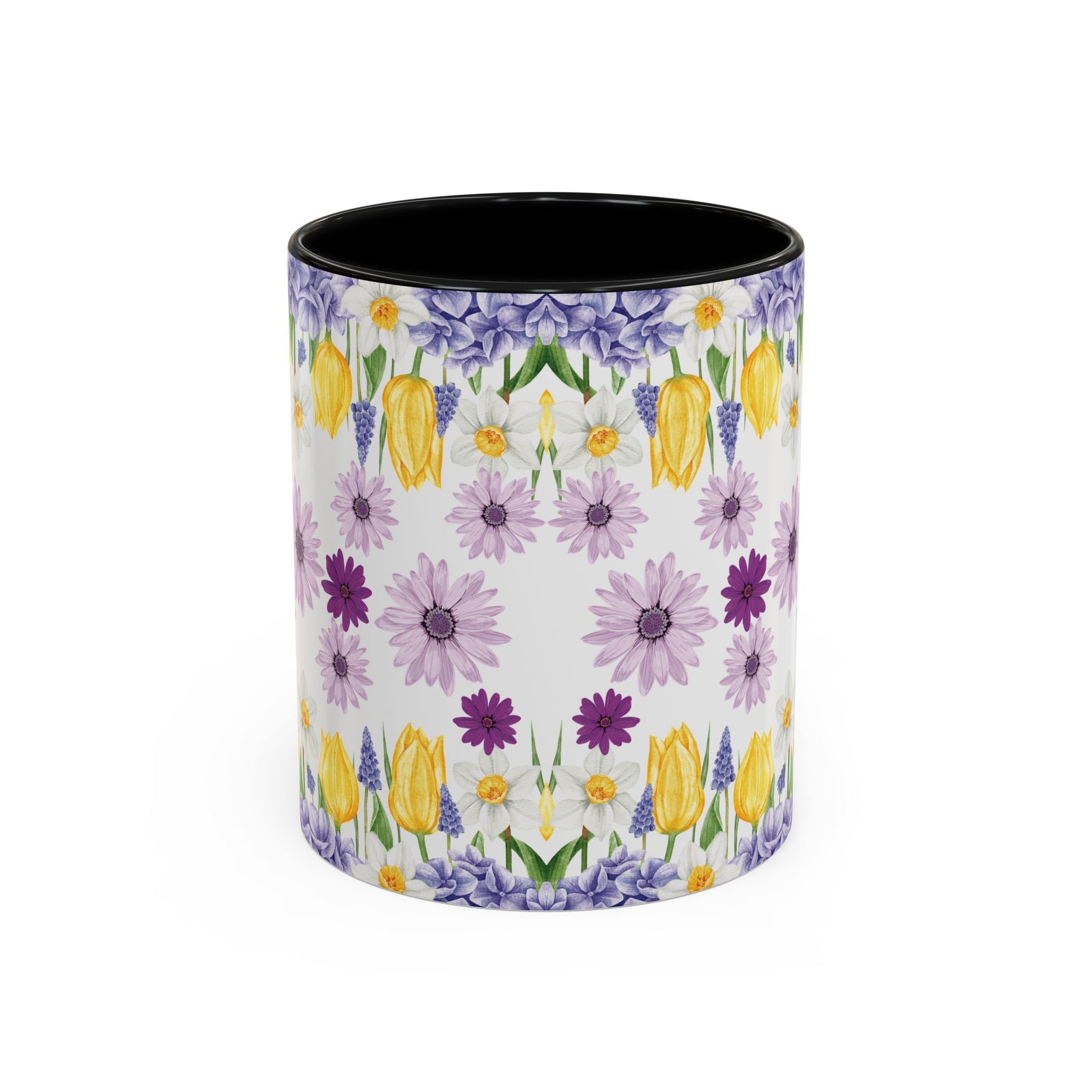 Botanical Floral Mug  Lavender & Yellow Flowers, Ceramic 11oz & 15oz Cup, Ideal Gift for Coffee Lovers, Mother's Day, or Cozy Spring Mornings